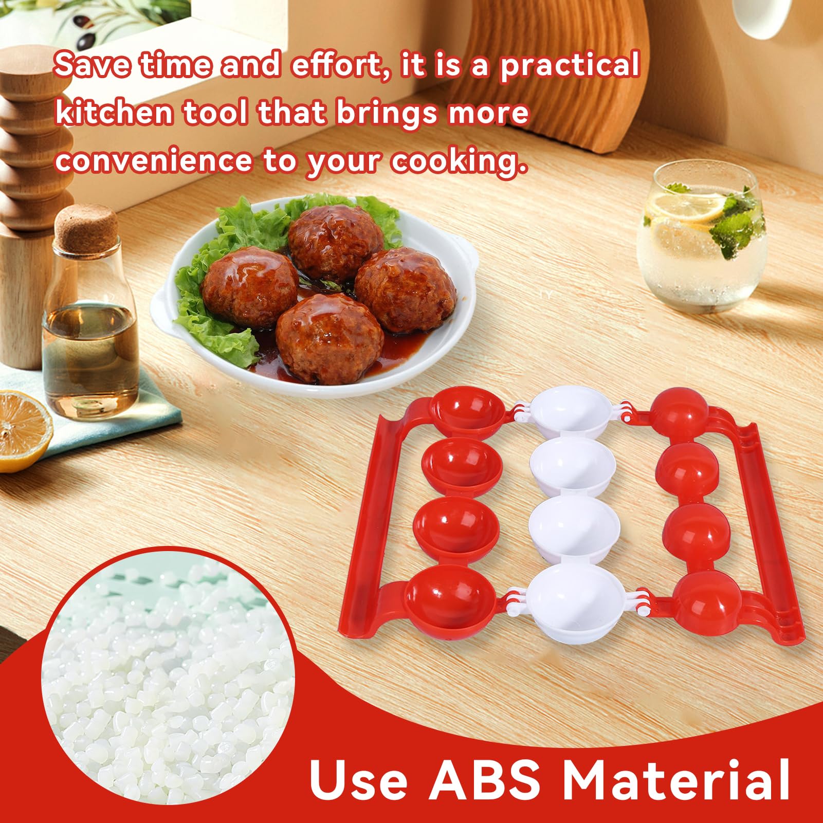 4-Grid Meatball Maker & Kibbeh Mold - Durable Plastic Meat Ball Molds for Perfect Homemade Meatballs - Ideal for Cooking, Meal Prep & Party Food Serving