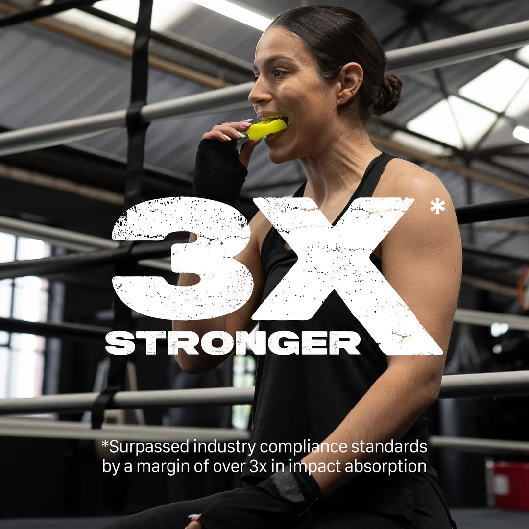 SafeJawz Intro Series Fluro Yellow - Durable & Comfortable Mouthguard for Sports, MMA, Boxing & Martial Arts - Perfect for Training & Competition Protection
