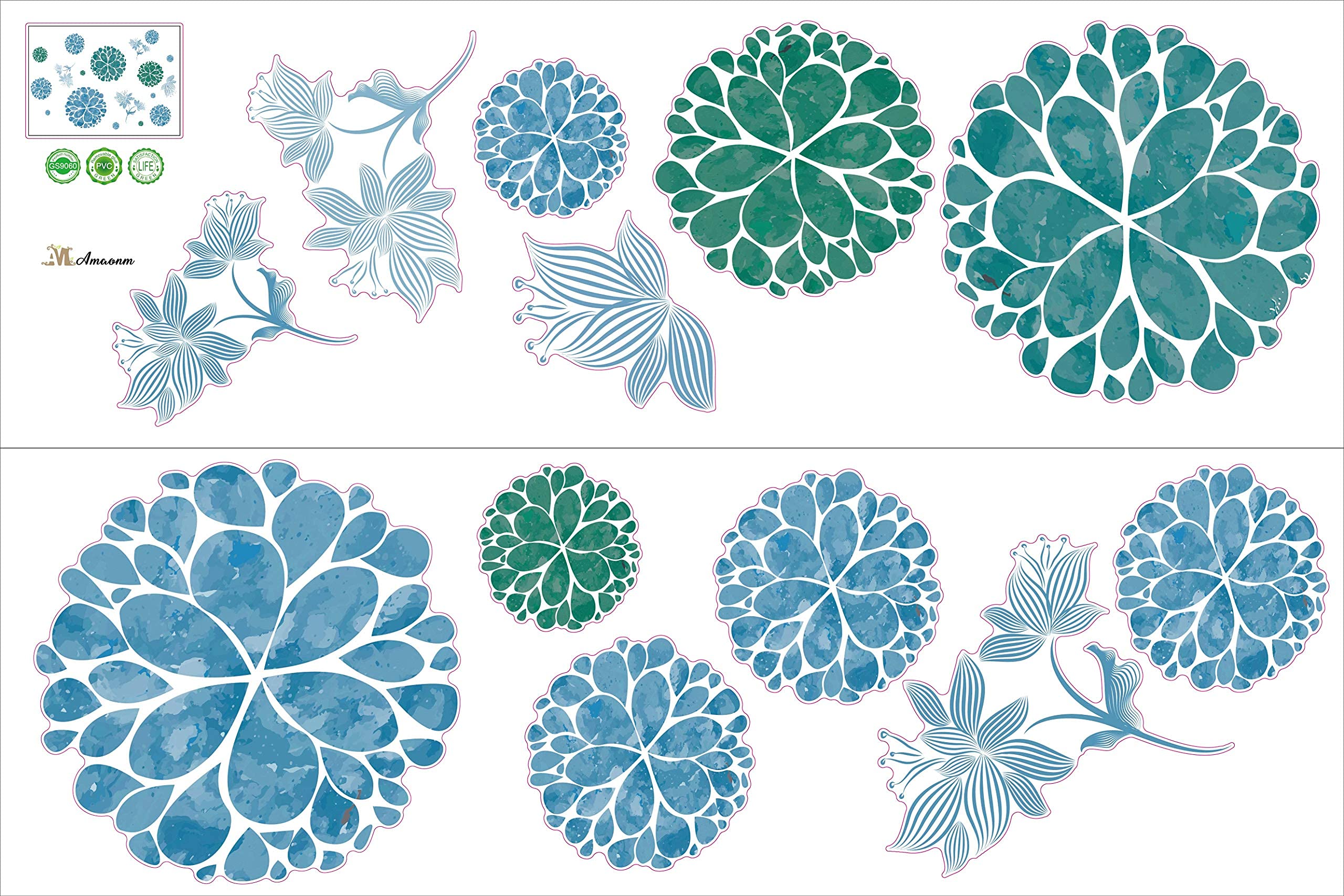 3D Blue Hydrangea Peel and Stick Wall Decal - Removable Flower Wall Sticker for DIY Home Decor | Girls Bedroom, Nursery, Living Room & Bathroom Wall Art | Perfect for Teens Room, Kids Room and Home Decoration