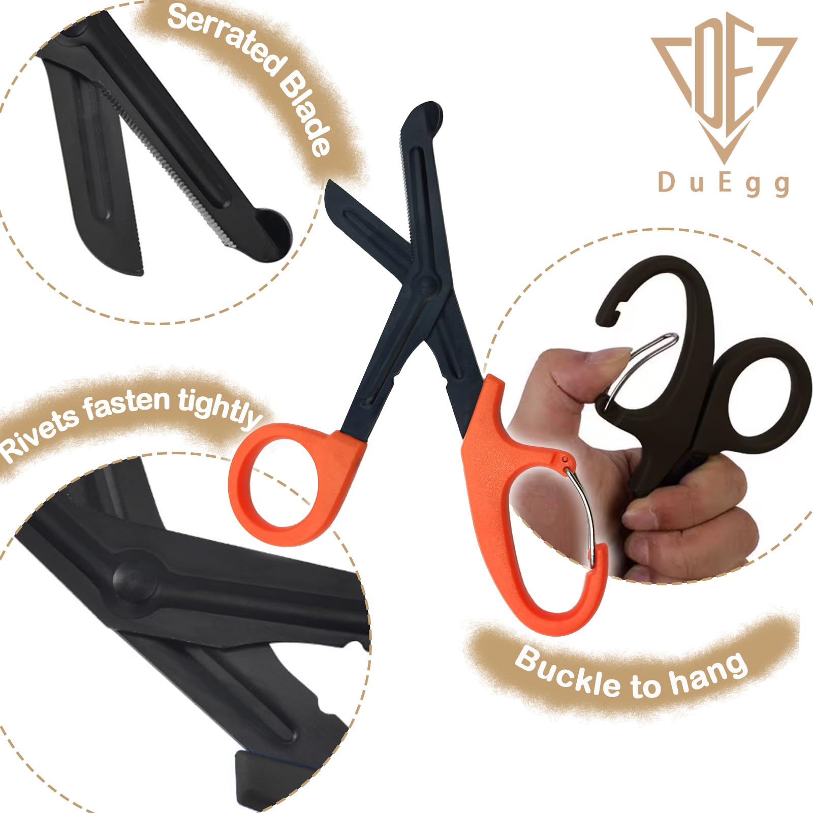 DuEgg Professional Nurse Scissors - Premium Stainless Steel Bandage Scissors for Medical Use | Ideal for Doctors, Nurses, First Aid Kits & Outdoor Emergency Kits | Durable & Portable Medical Shears