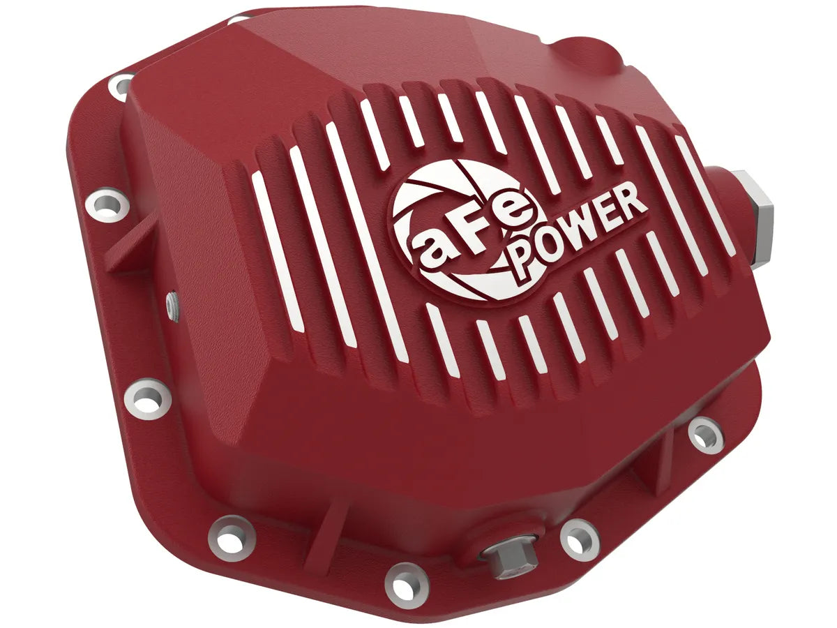 AFE Pro Series Rear Differential Cover (Red w/Machined Fins) for Jeep Gladiator 2020-2025 with Dana M220 - Heavy-Duty Off-Road Protection & Enhanced Cooling for Rock Crawling & Trail Adventures