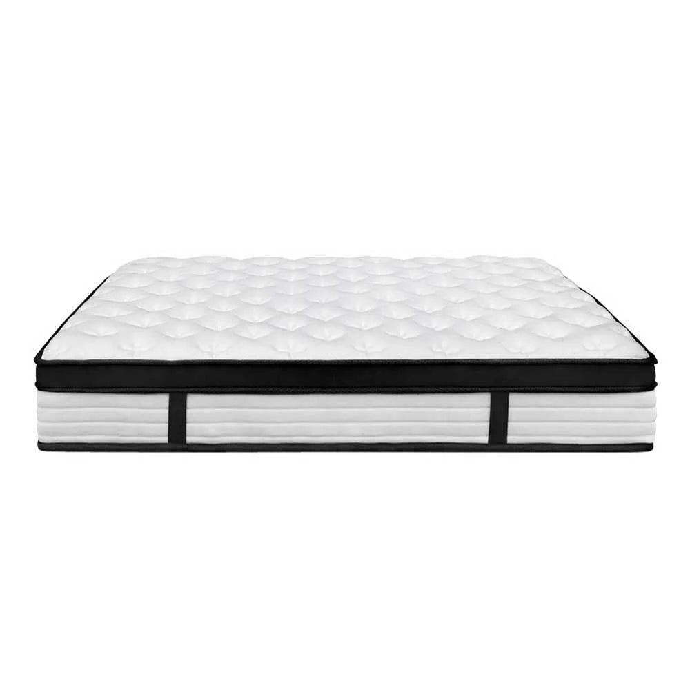Dunelight LED Bed Frame with Devon Euro Top Medium Firm Mattress - Double Package, Black | Perfect for Modern Bedrooms & Guest Rooms
