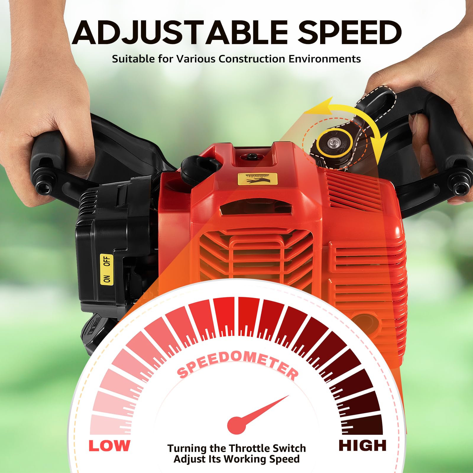 52cc Gas Powered Portable Tree Digger - 2 Stroke Handheld Trencher Machine for Digging, Garden Planting & Lawn Care | Perfect for Landscaping, Yard Work & DIY Projects