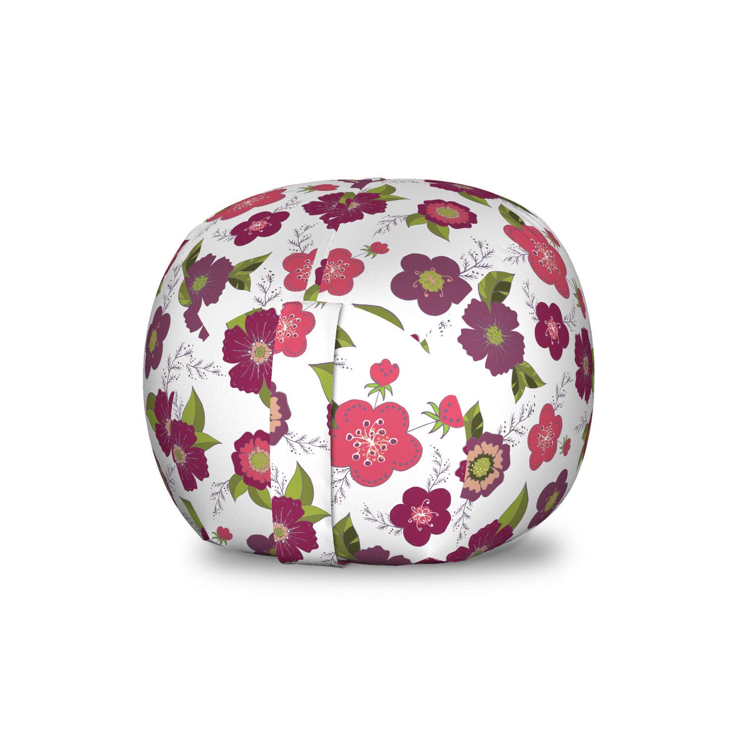 Ambesonne Floral Storage Toy Bag Chair - Romantic Garden Petals Design, Washable Stuffed Animal Organizer, Small Size Coral Raspberry - Perfect for Kids' Room, Nursery, and Toy Organization