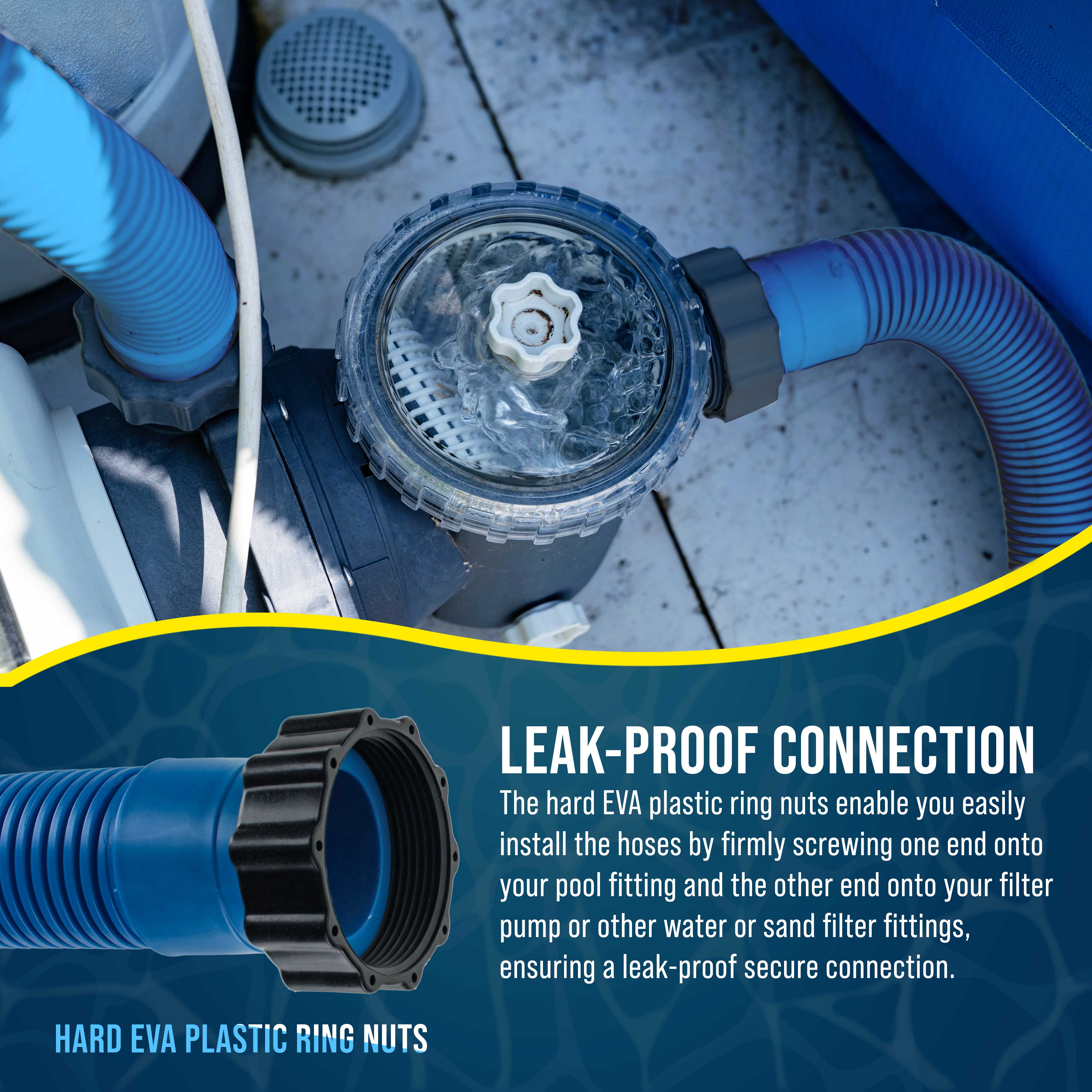 Intex 29060E Compatible Above Ground Pool Hose Replacement - 1.5 Inch Diameter x 59 Inch Long (Pack of 2, Blue) for Pool Filter Pumps, Sand Filters & Saltwater Systems (1,500-2,500 GPH) - Perfect for Summer Backyard Swimming Pool Maintenance