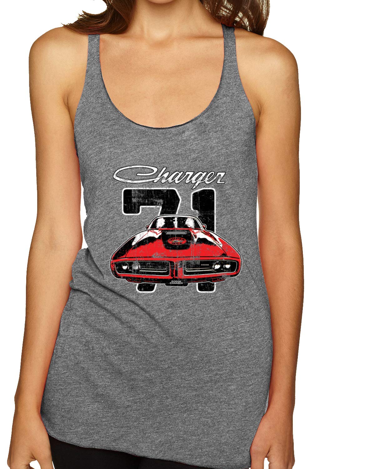 1971 Dodge Charger Super Bee Classic Vintage Racing Car Tri-Blend Racerback Tank Top - Retro Muscle Car Apparel for Men & Women - Perfect for Car Shows, Racing Events & Vintage Enthusiasts
