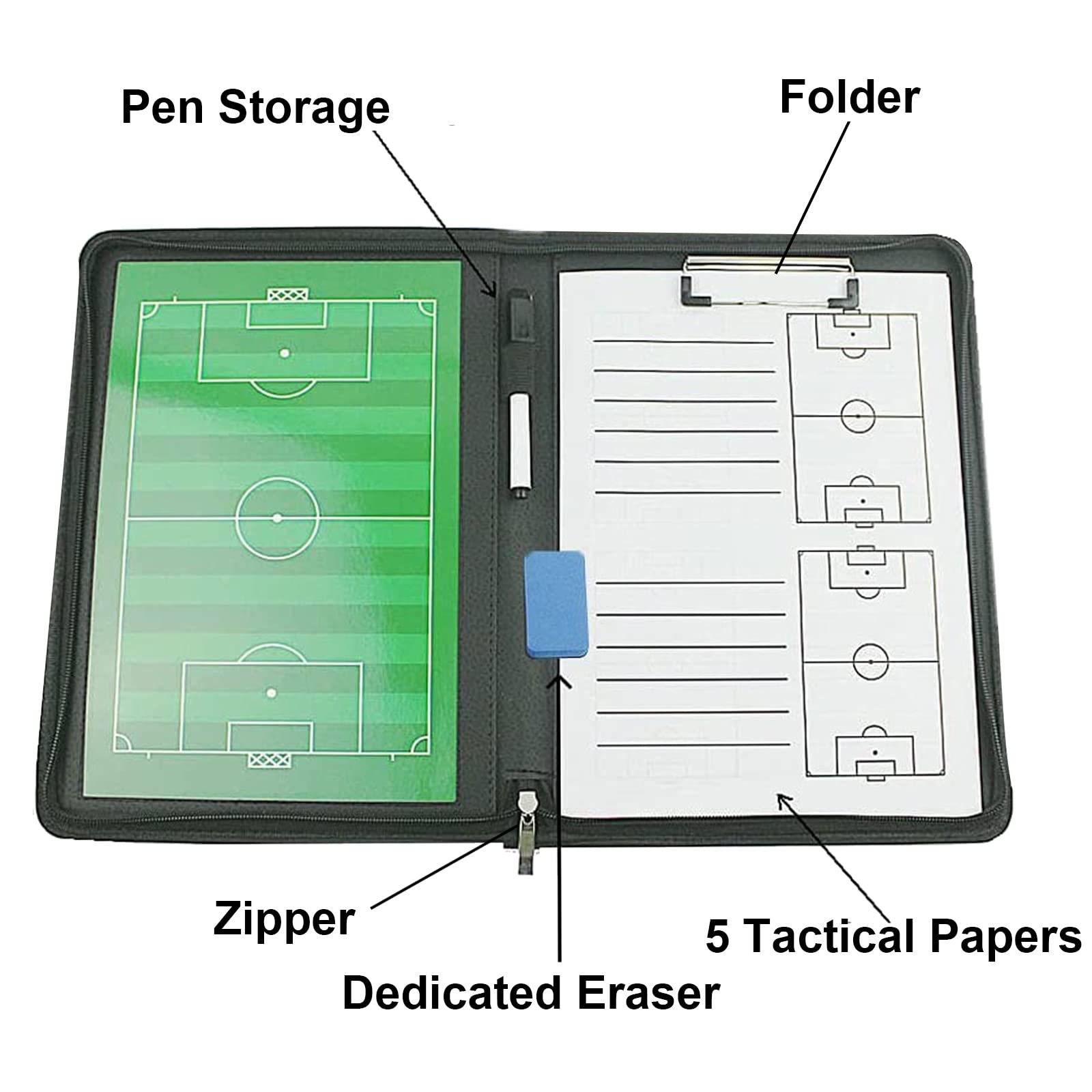 Magnetic Soccer Coaching Board - Portable Football Tactics Clipboard with Magnets, Zipper Case, Dry Erase Pen & Eraser | Perfect for Coaches, Trainers & Team Strategy Sessions