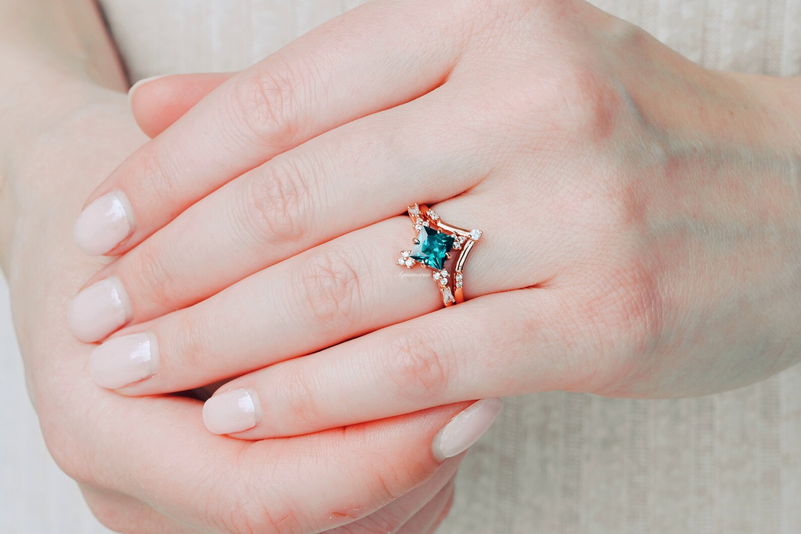 14K Rose Gold Vermeil Alexandrite Ring Set for Women | Elegant Jewelry Gift for Anniversary, Birthday & Special Occasions