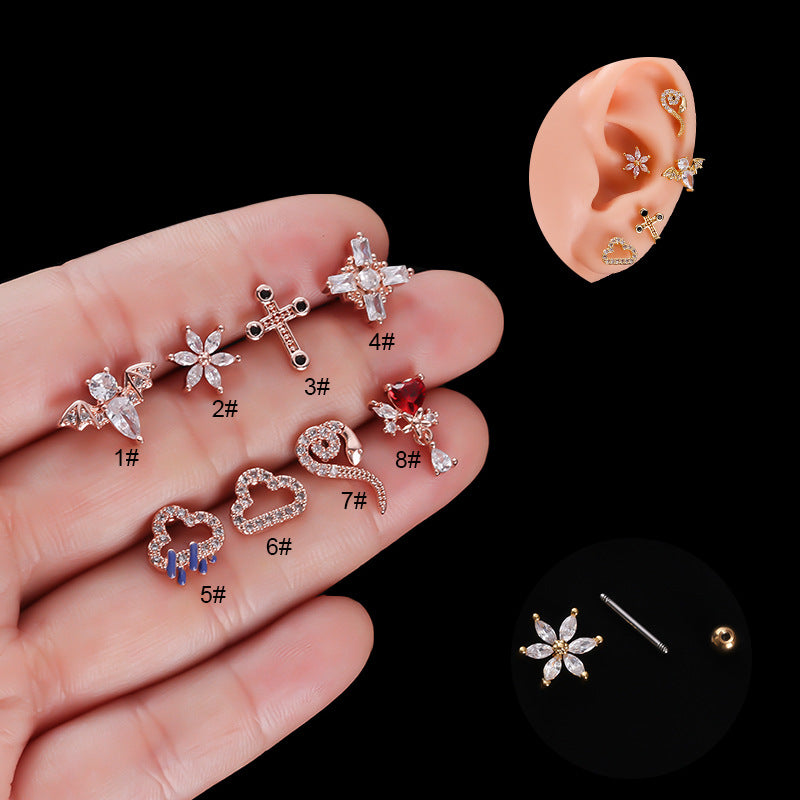 20G Cartilage Earring Stud Bat Piercings Cloud Rain Helix Studs - Hypoallergenic Stainless Steel Ear Jewelry for Tragus, Helix, Conch Piercings | Perfect for Everyday Wear, Parties & Alternative Fashion