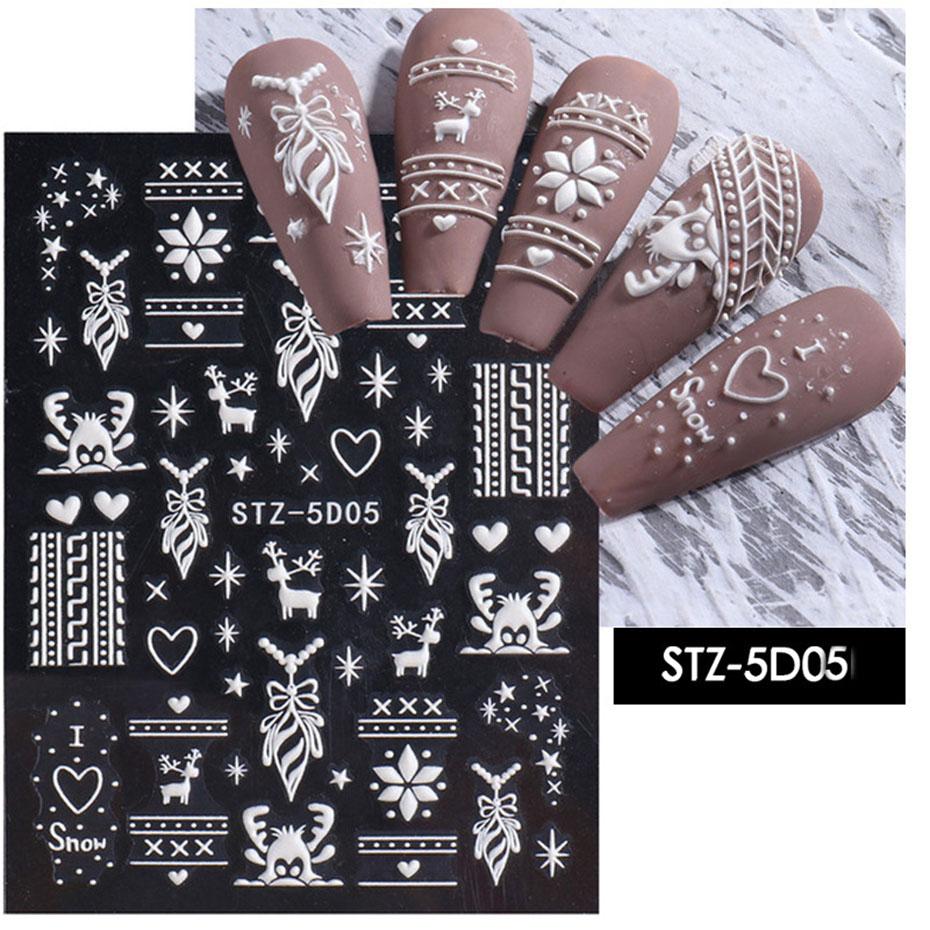 5D Christmas Snowflakes Nail Art Stickers - Festive Holiday Nail Decals for Winter Parties & Gift Giving