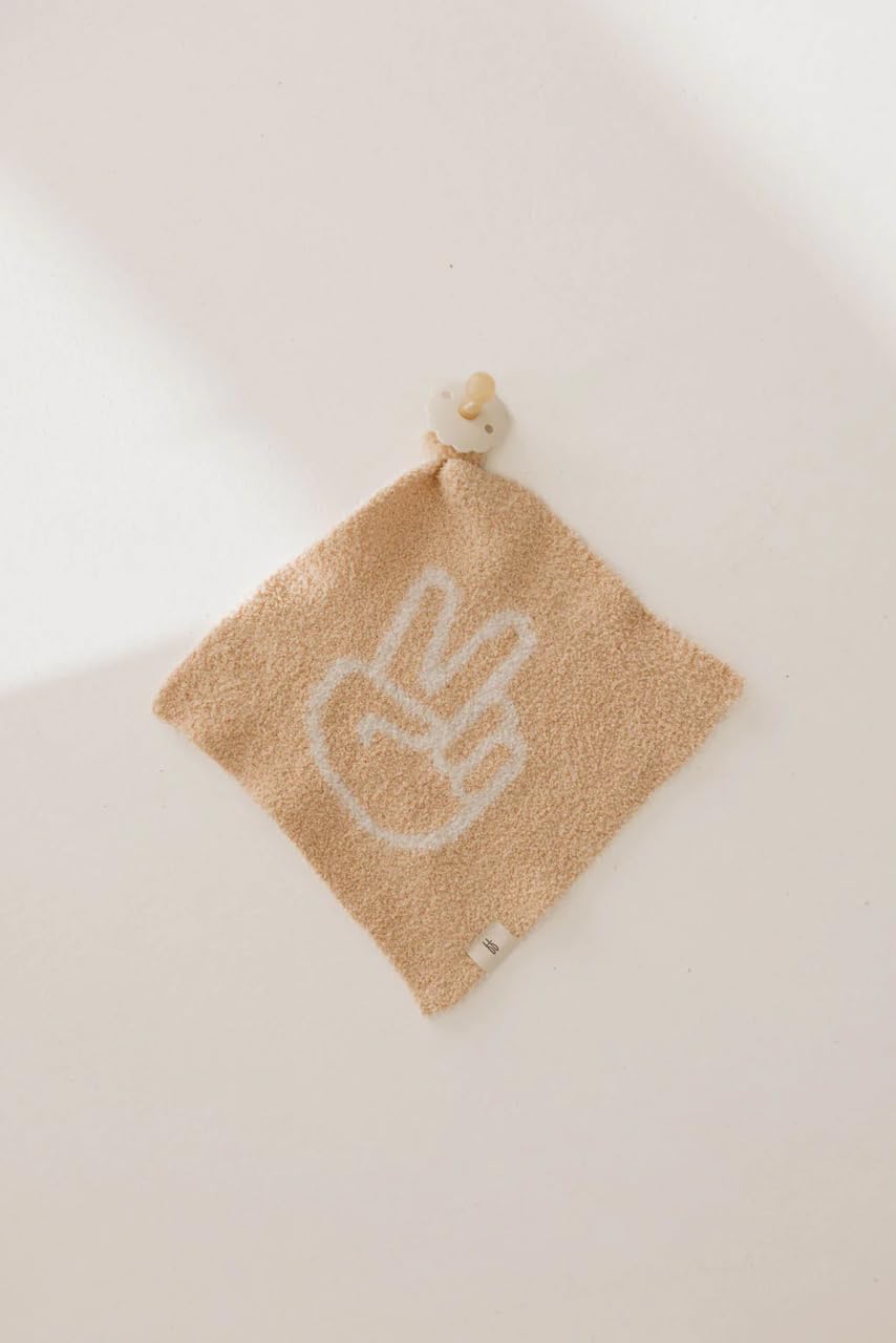 Forever French Baby Lovey Pacifier Holder - Soft Microfiber Feather Yarn Security Blanket for Newborns (Peace Sign Design) - Perfect Baby Shower Gift for Boys & Girls 0+ Months - Ideal for Nursery, Stroller & Travel Comfort