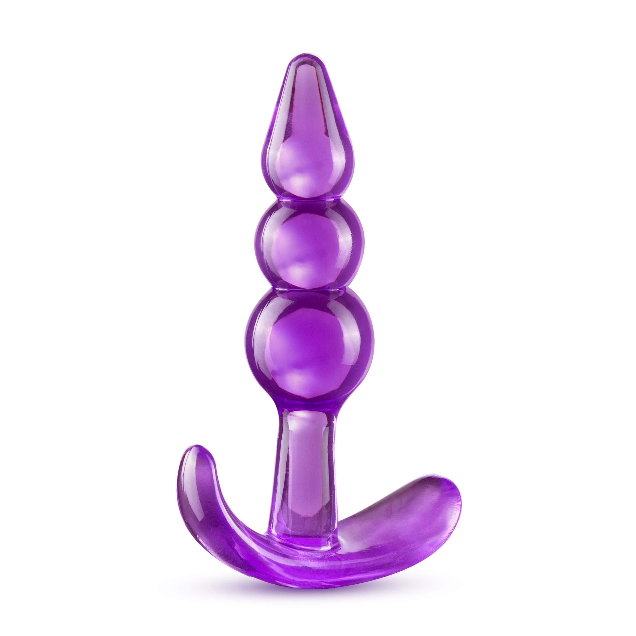 Blush Novelties B Yours Triple Beaded Butt Plug - 3.25 Inch See-Through Silicone Anal Toy with Anchor Base | Flexible, Comfortable & Easy to Insert | Fragrance-Free & Easy to Clean | Perfect for Beginners, Couples Play & Solo Exploration