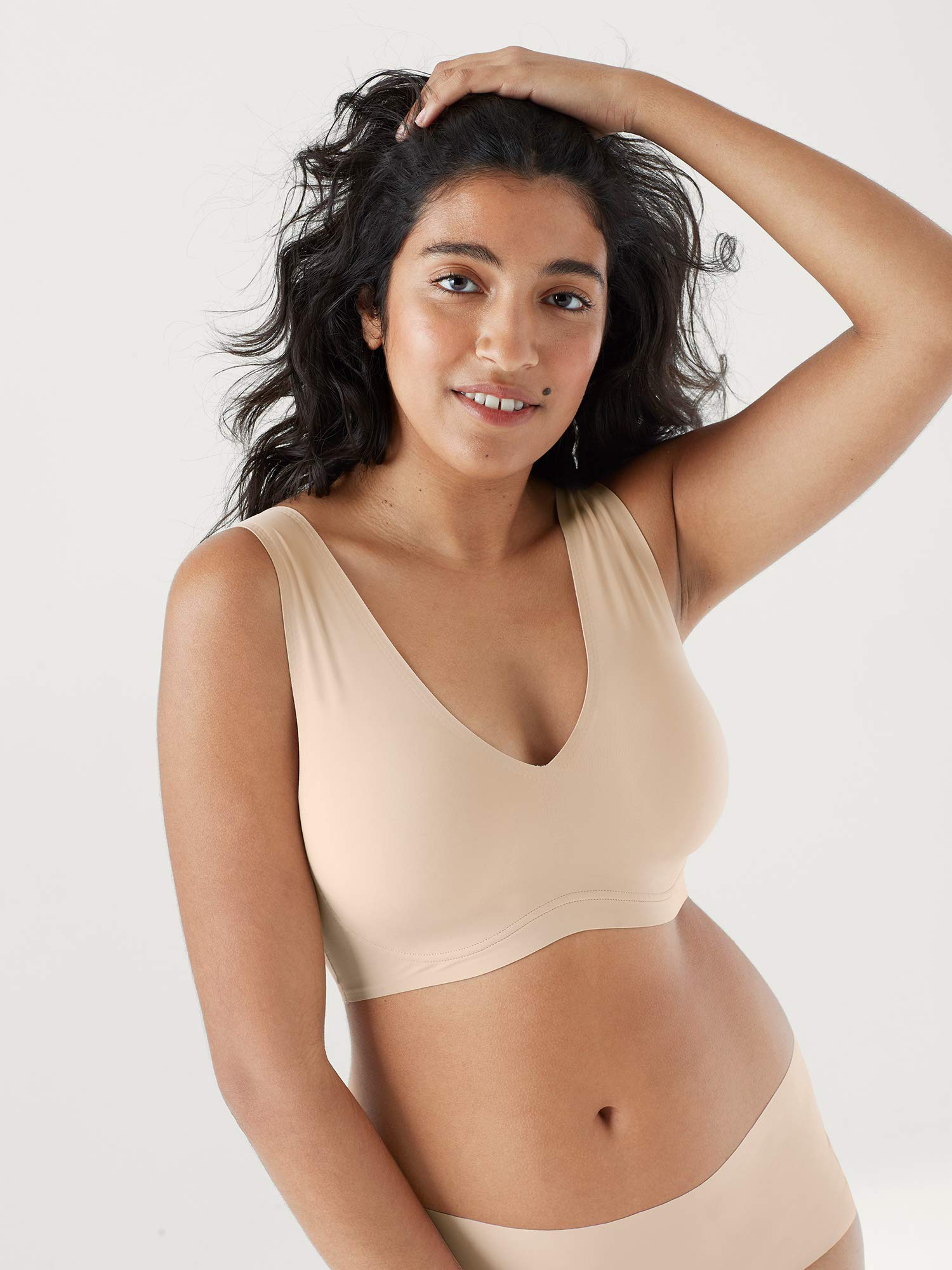 True & Co Women's True Body Lift V Neck Bra - Seamless Comfort Wireless Bra for Everyday Wear - Perfect for Work, Yoga & Lounge