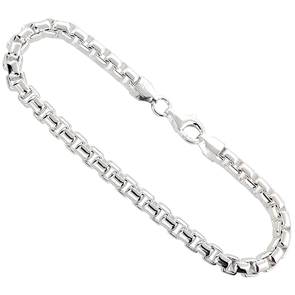 Sterling Silver 5mm Round Box Chain Necklace & Bracelet Set for Men - Heavy Duty Nickel Free Italian Crafted (7-30 Inch) - Perfect for Gifts, Weddings & Everyday Wear