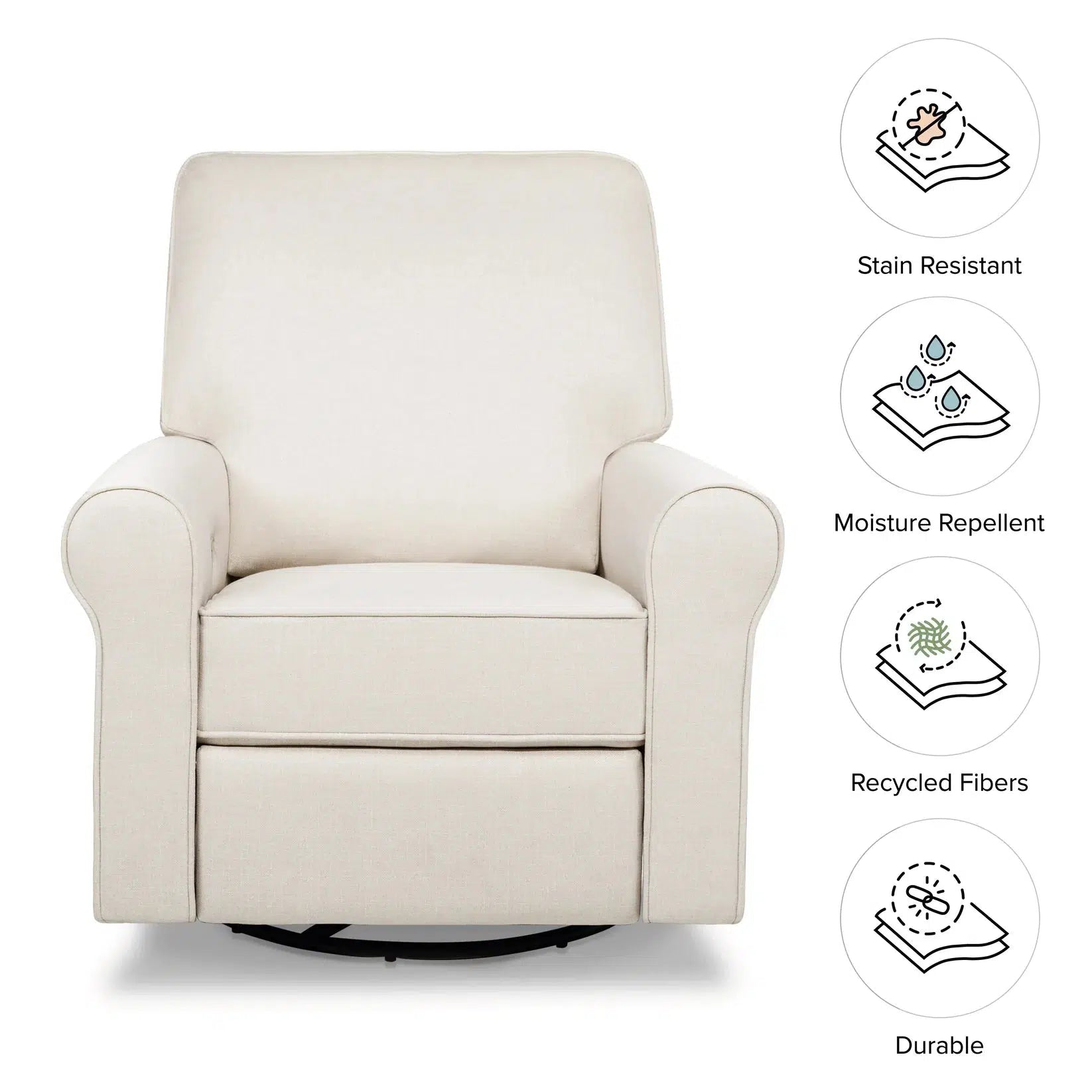 Monogram by Namesake Monroe Pillowback Power Recliner - Natural Eco Twill Performance Fabric Reclining Chair for Living Room, Home Theater & Relaxation