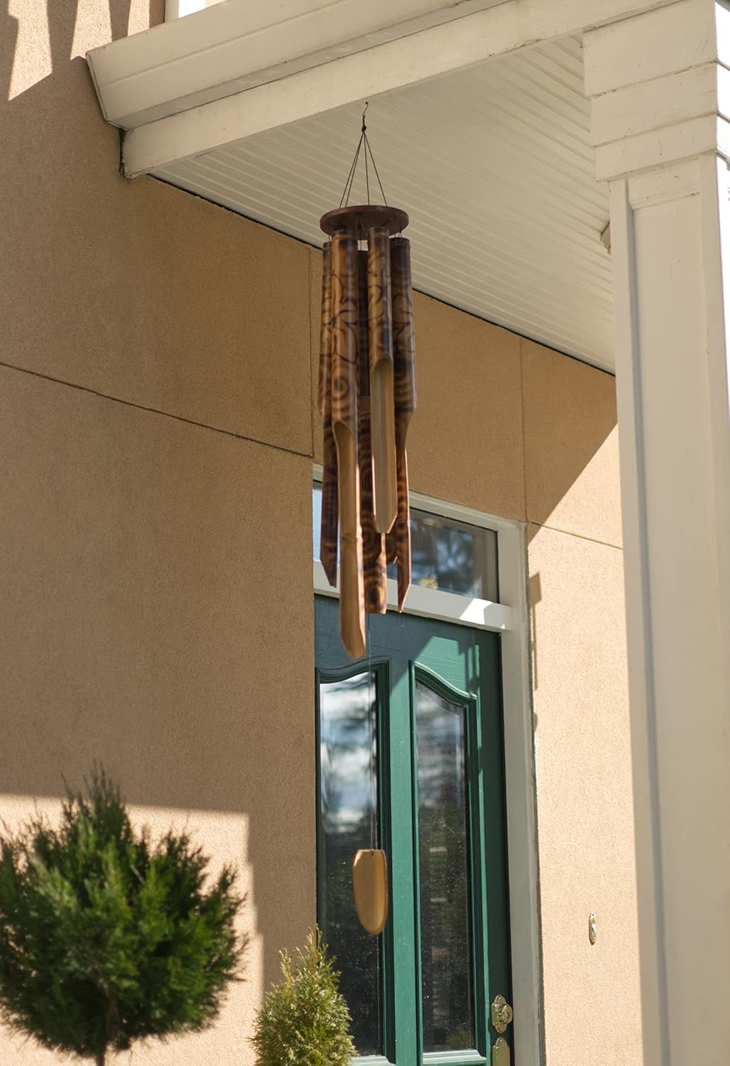 Deep Resonance Serenity Bell - Giant Burnt Flower Design Bamboo Wind Chime (31.5 Inch) - Natural Wood & Bamboo Outdoor Wind Chimes for Garden, Patio, and Relaxation - Perfect for Meditation, Yoga, and Creating a Peaceful Atmosphere