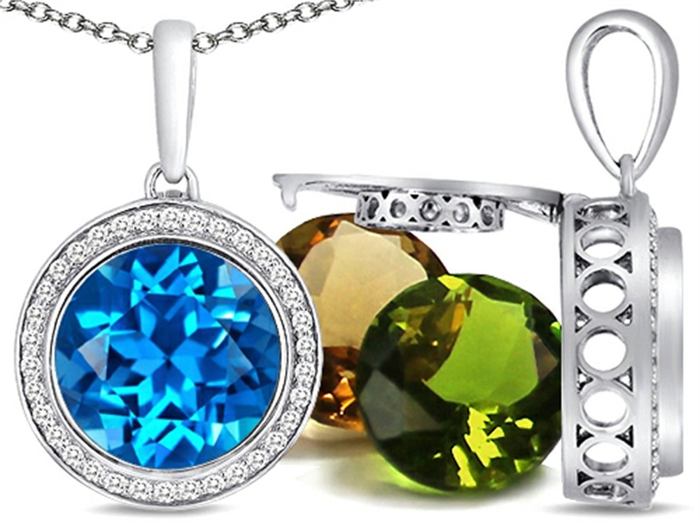 Switch-It Gems Pendant Necklace with 12 Interchangeable Simulated Birthstones - Personalized Jewelry Gift for Women - Perfect for Birthdays, Anniversaries & Special Occasions