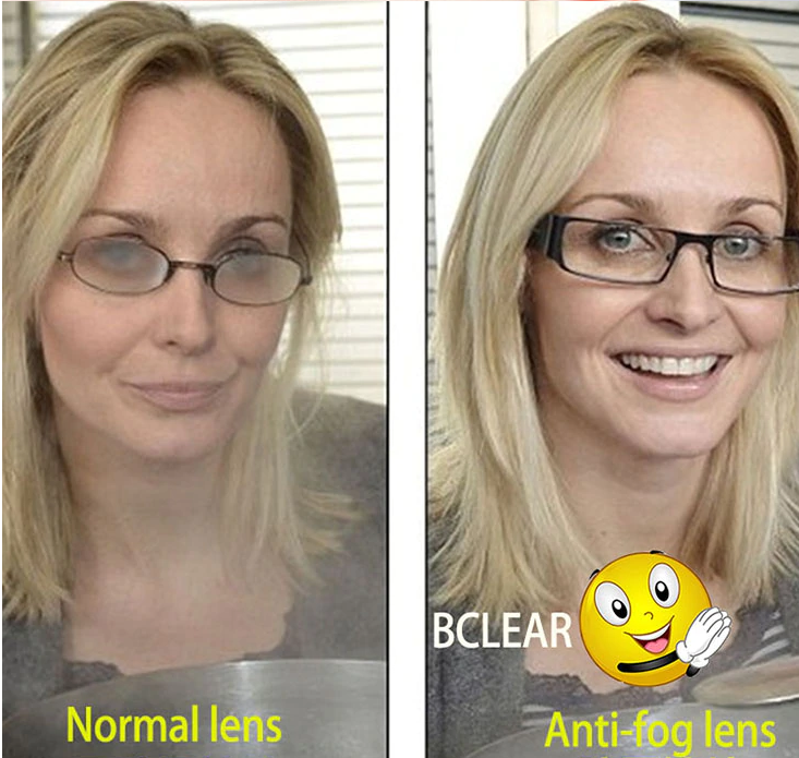 BCLEAR 1.56 Index Aspherical Anti-Fog & Anti-Blue Light Clear Myopic Lenses - Perfect for Computer Work, Gaming, and Daily Eye Protection