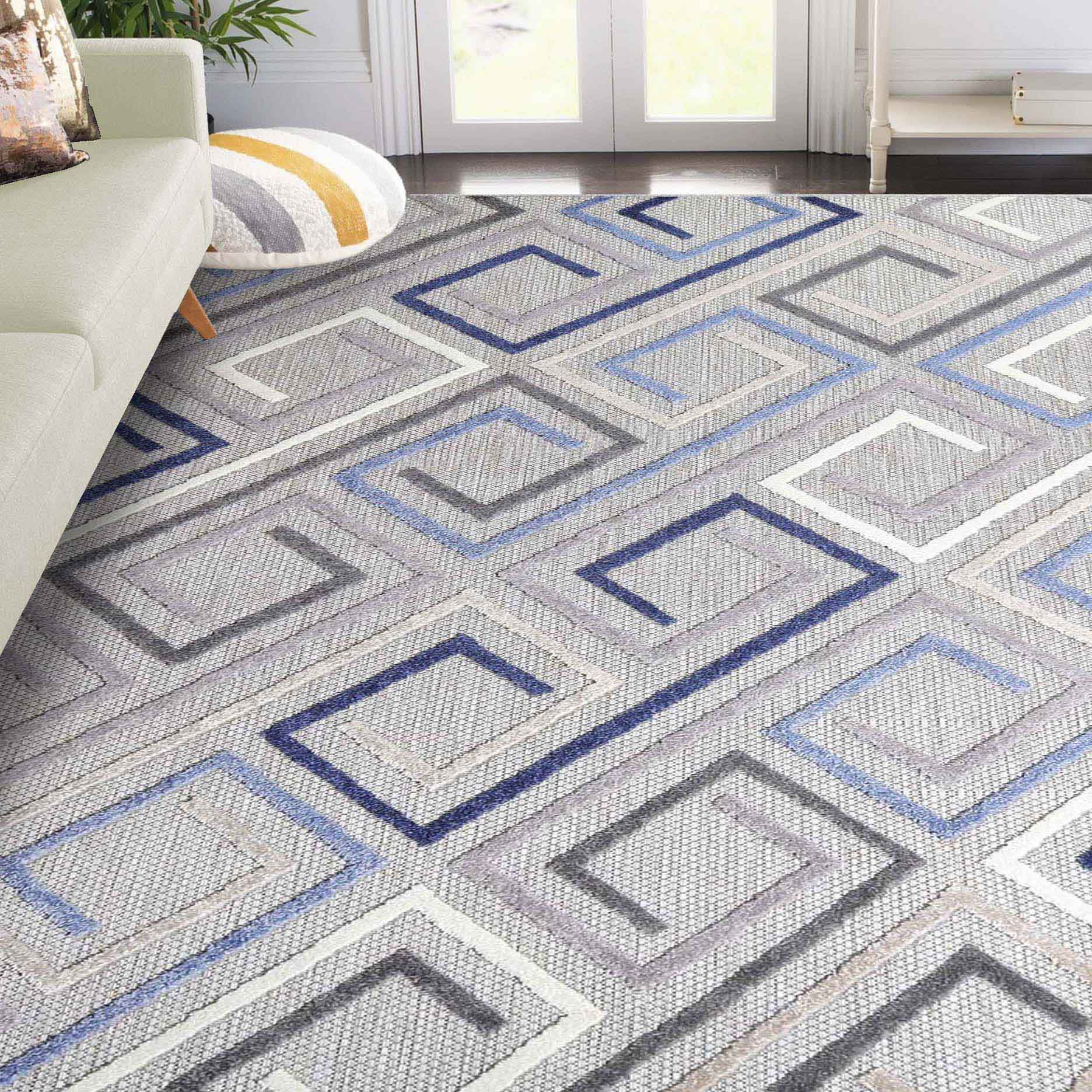 Stylish Geometric Modern Indoor Outdoor Area Rug - Perfect for Living Room, Patio, and Bedroom Decor