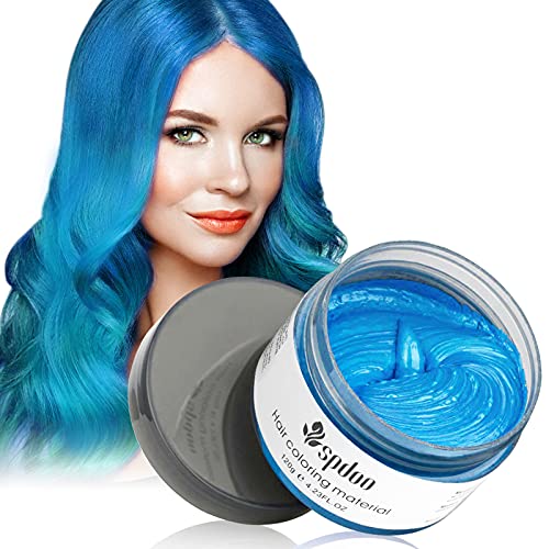 Blue Temporary Hair Color Wax - Washable Hair Dye for Men, Women & Kids - Non-Staining Hair Coloring Wax Mud for Daily Use, Parties, Cosplay & Halloween Costumes - DIY Fun Hair Color Styling
