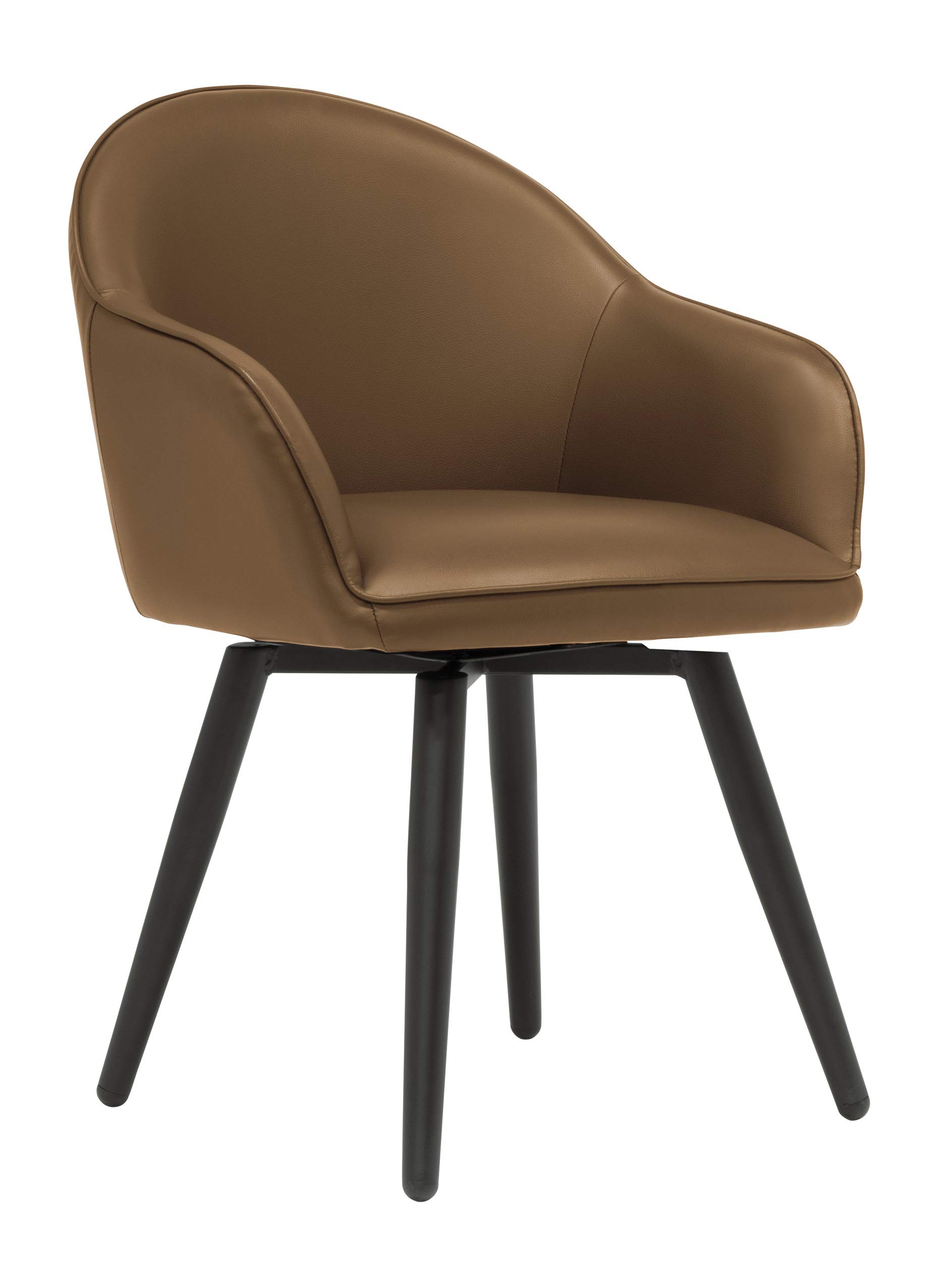 Studio Designs Home Accent Chair, 250 lbs Weight Capacity, Caramel Brown Upholstered Lounge Chair - Perfect for Living Room, Bedroom, or Office Decor