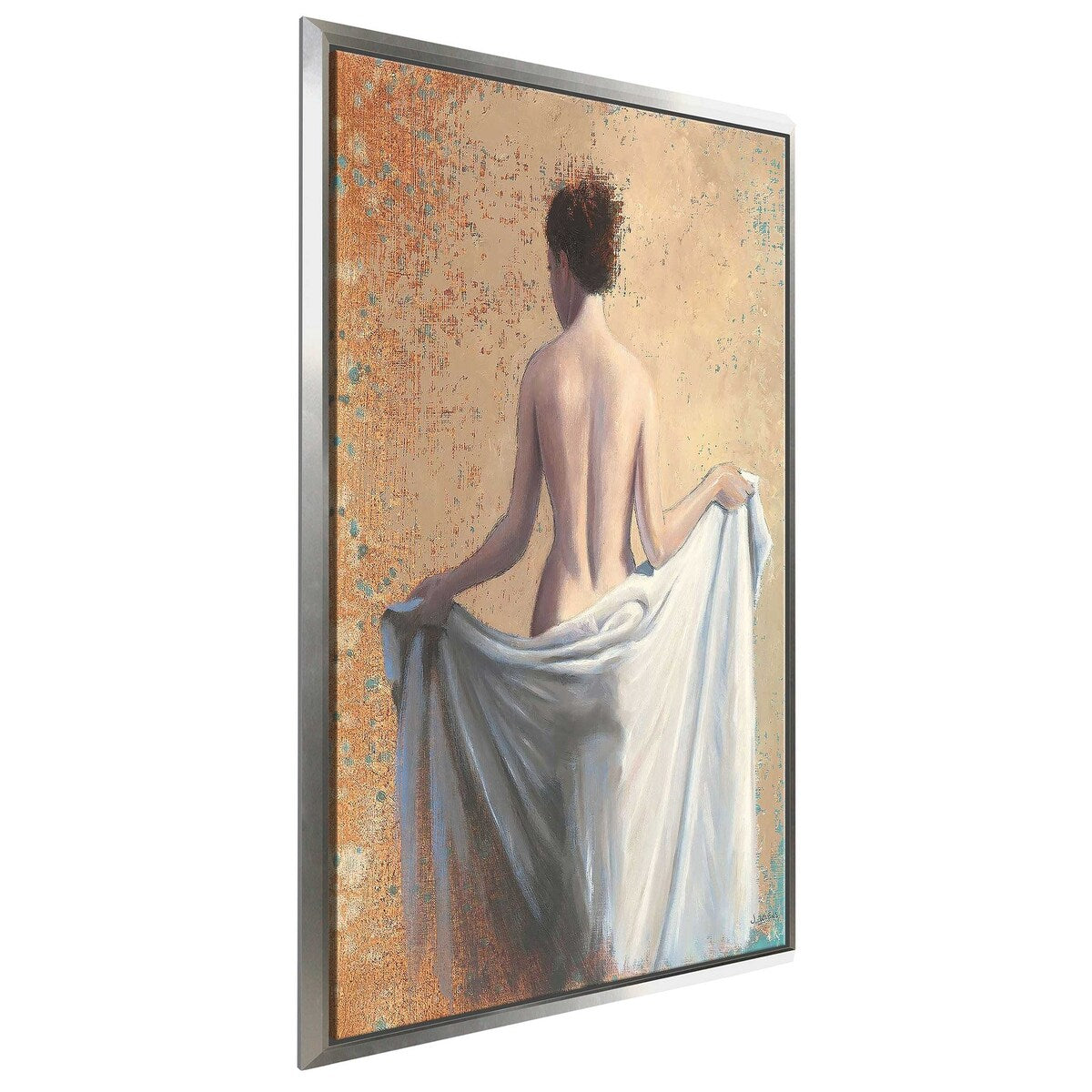 After the Bath Coral Print on Floating Canvas - Elegant Wall Art for Bathroom, Bedroom & Living Room Decor