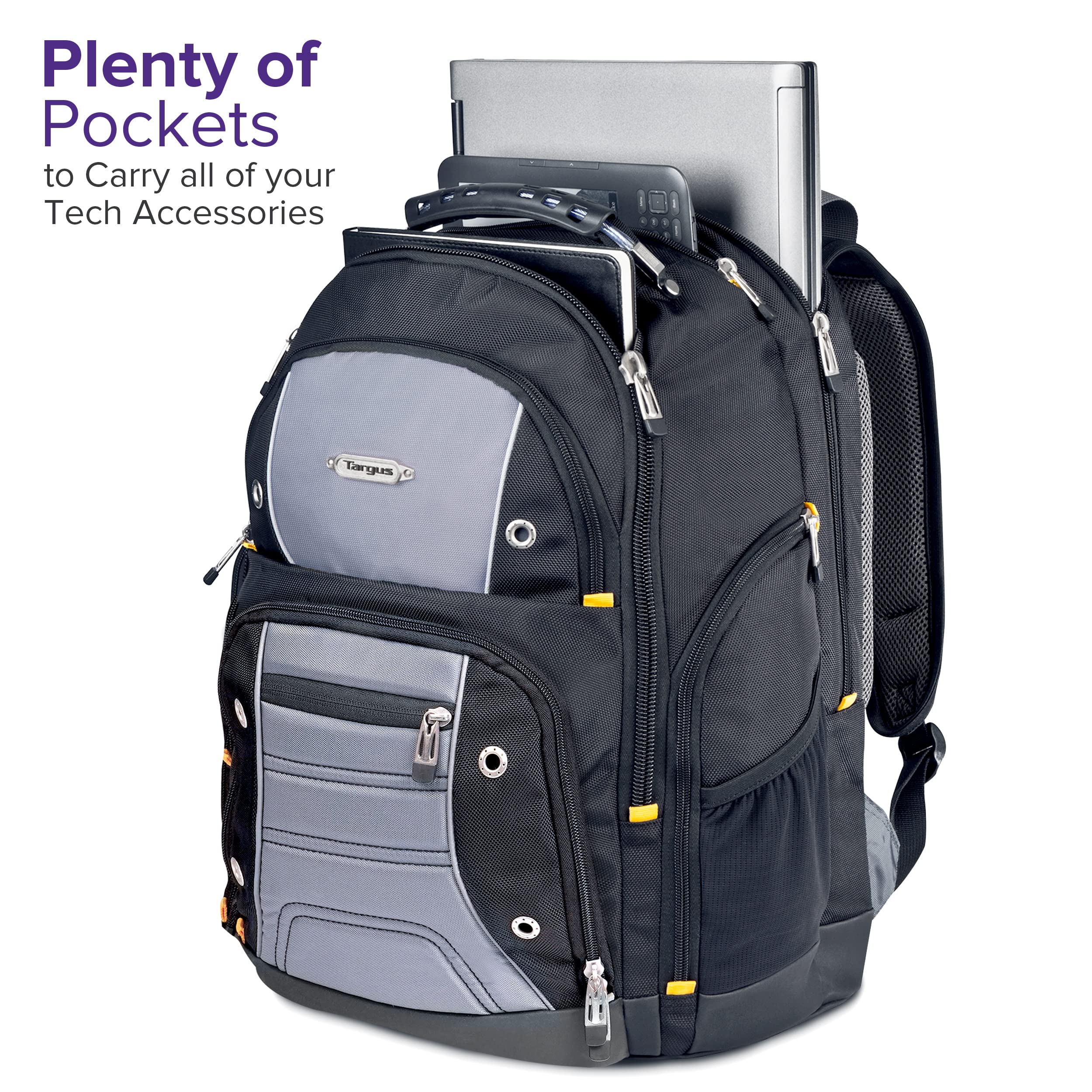 Targus Drifter II Laptop Backpack for Men - Black/Gray Water-Resistant Business & Travel Backpack - Fits 17