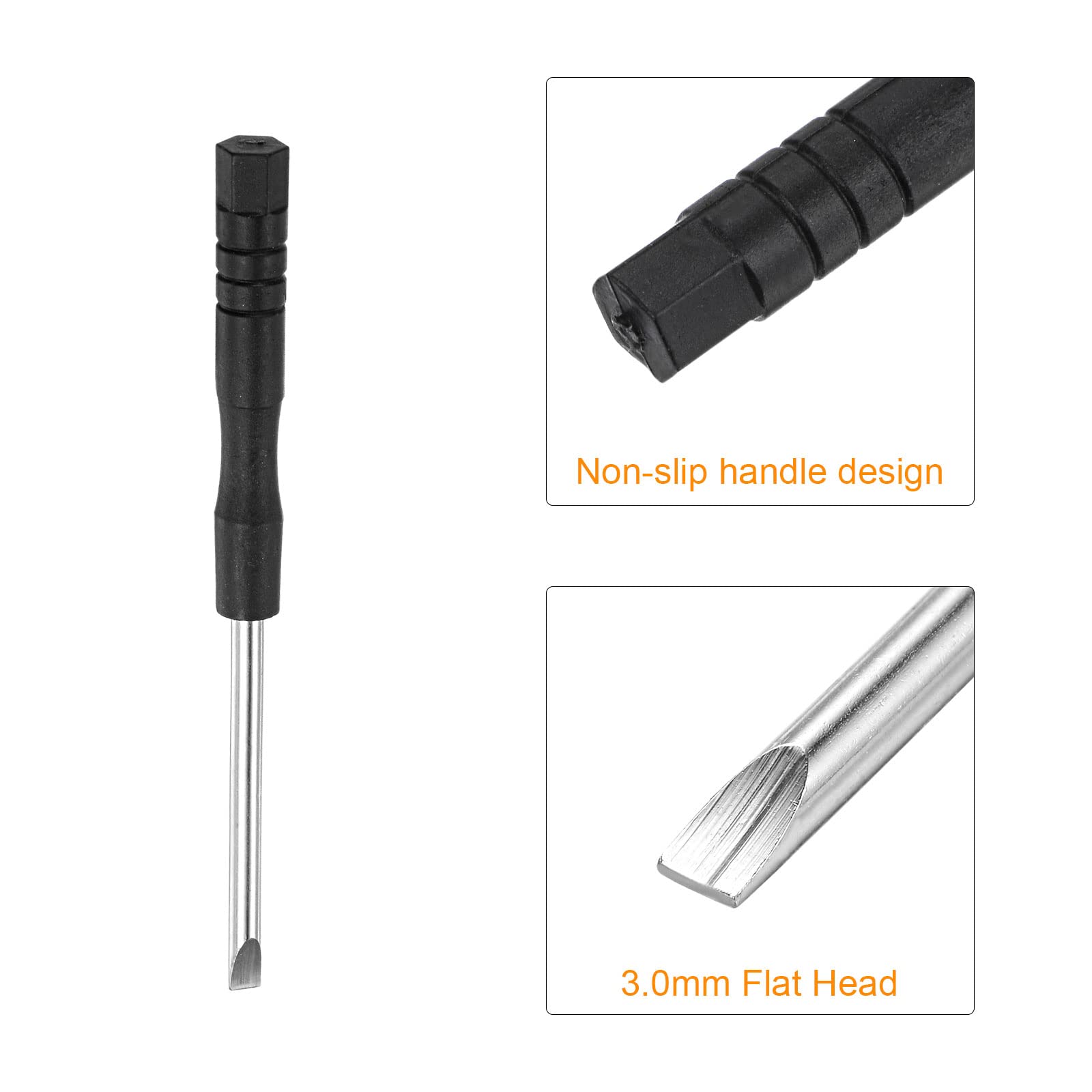 uxcell Mini Slotted Screwdriver Set - 3.0mm Flat Head Precision Screwdriver for Watch, Eyeglasses & Electronics Repair (5-Piece) - Perfect for Jewelry, Smartphones & Small Device Maintenance