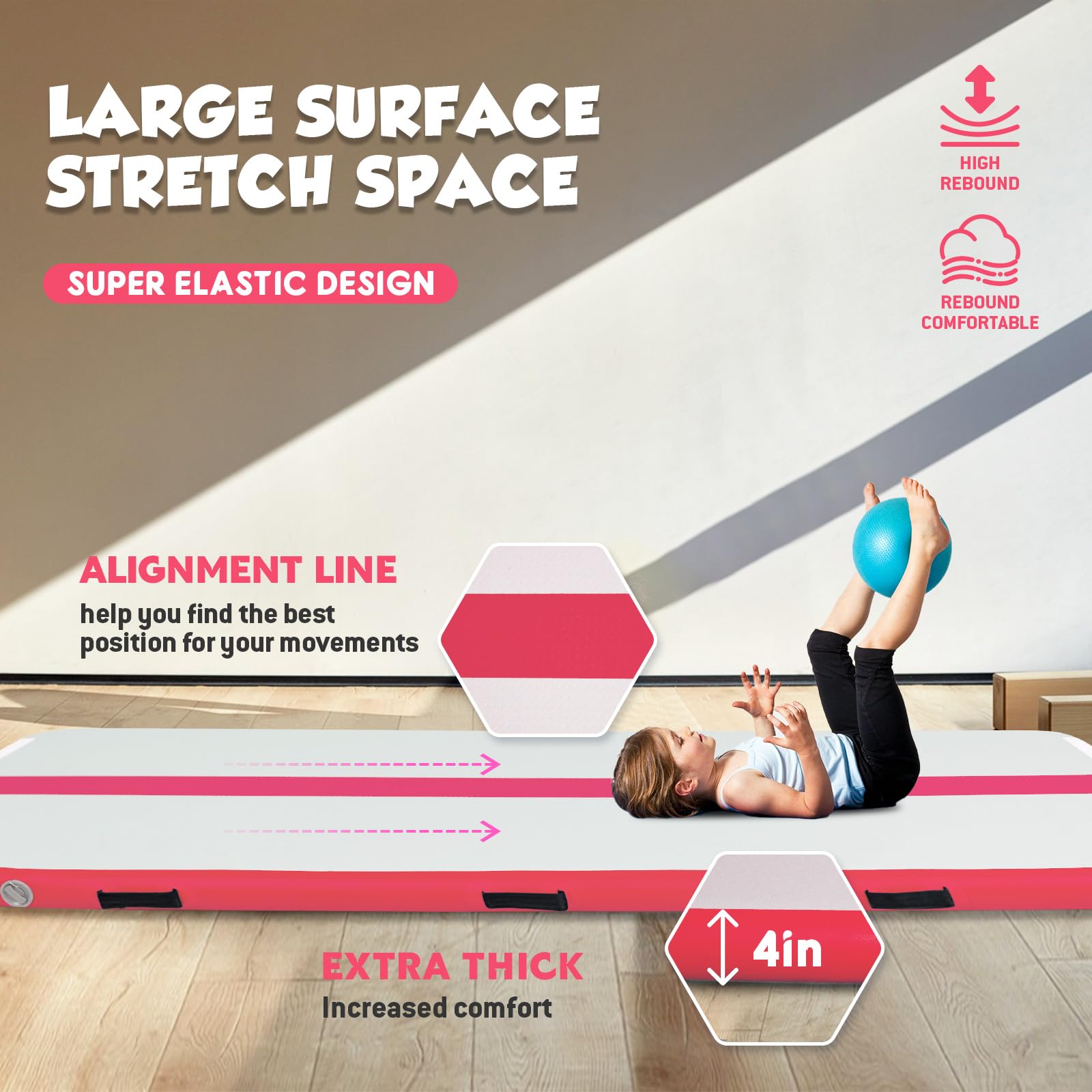 **Inflatable Gymnastics Tumbling Mat - 10ft/13ft Air Track with Electric Pump - 4in Thick for Home, Gym, Yoga & Cheerleading - Perfect for Training, Water Play & Indoor/Outdoor Use**