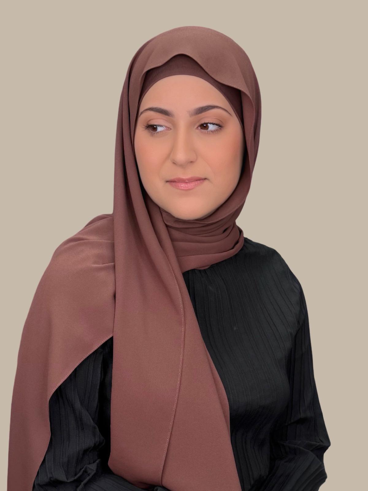 Stylish Burnt Redwood Chiffon Hijab Set for Women - Perfect for Daily Wear, Work, and Special Occasions