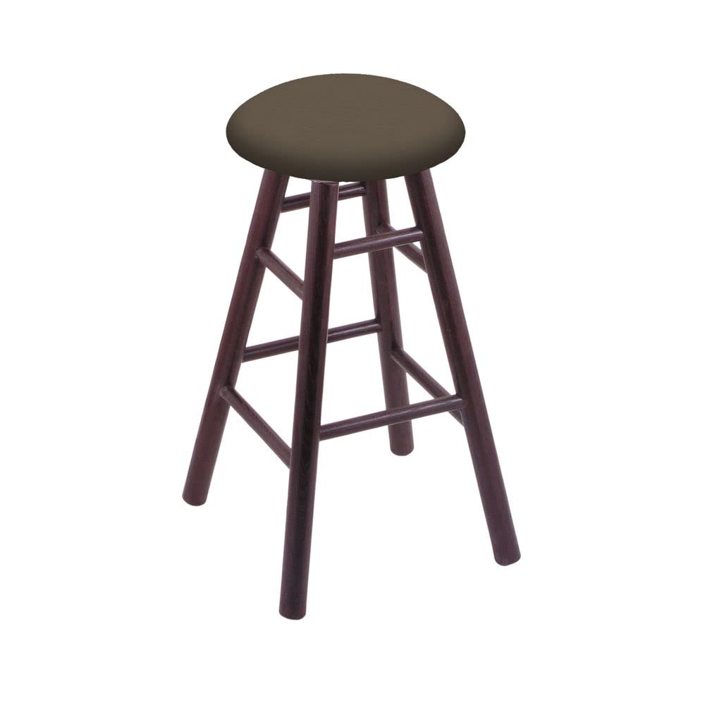 Dark Cherry Oak Counter Stool with Canter Earth Seat - Rustic Bar Stools for Kitchen Island, Breakfast Nook & Home Decor