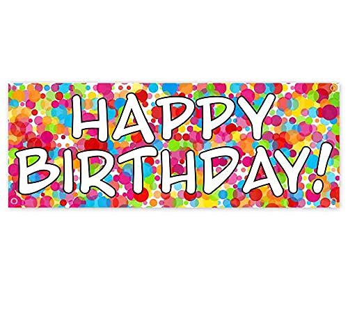 Happy Birthday Banner - 13 oz Heavy-Duty Vinyl with Metal Grommets | Single-Sided Non-Fabric Decoration for Parties & Celebrations | Indoor & Outdoor Use