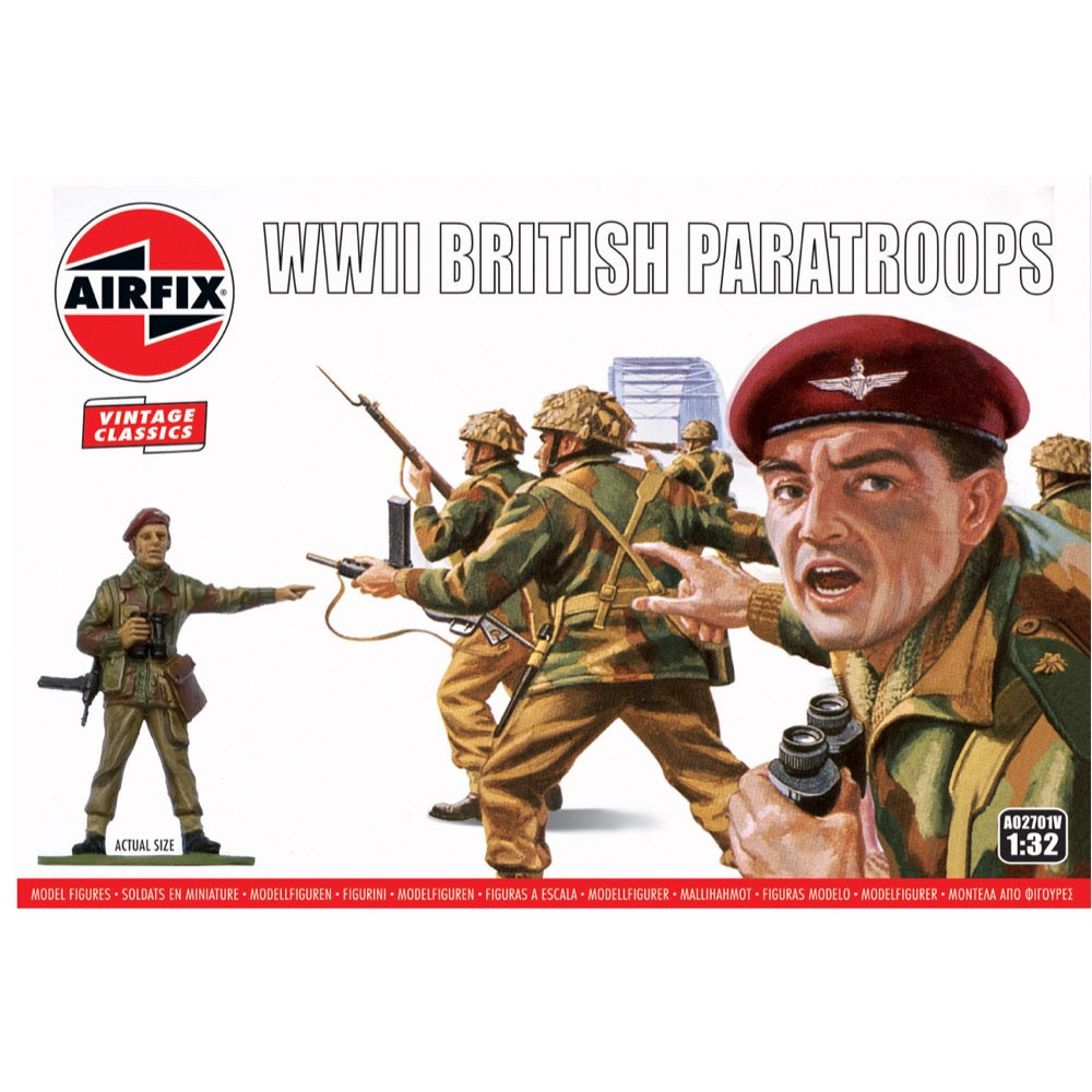 Airfix A02701V 1/32 Scale WWII British Paratroopers Model Kit - Highly Detailed Military Figures for Collectors & History Enthusiasts | Perfect for Dioramas, Wargaming & Display