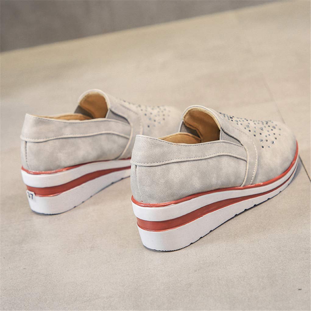 Women's Casual Slip-On Wedge Sneakers - Comfortable Rhinestone Loafers with Breathable Round Toe | Perfect for Work, Travel & Everyday Wear