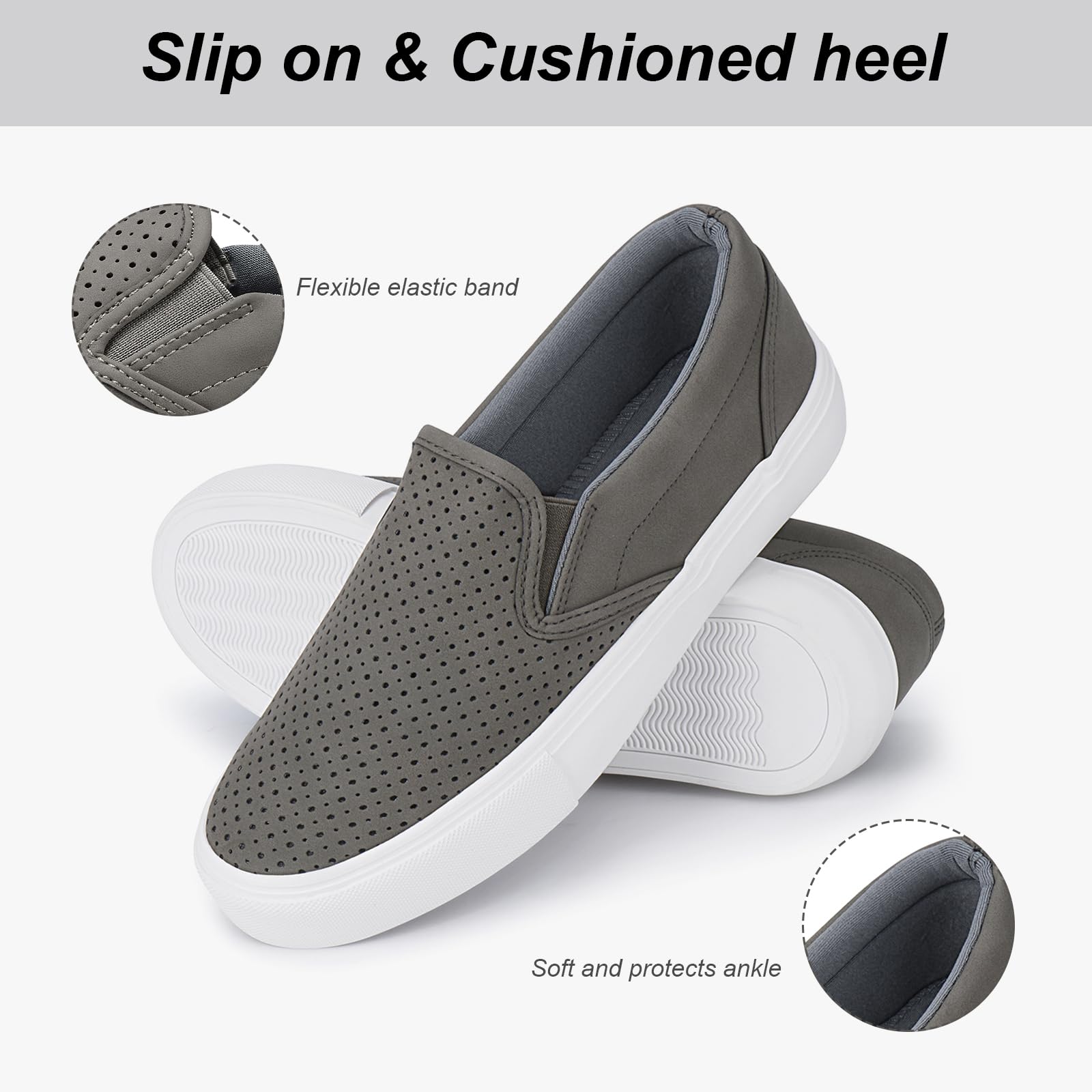 JENN ARDOR Women's Slip-On Sneakers - Comfortable Memory Foam Loafers for Walking, Casual & Fashion | Perfect for Work, Travel & Everyday Wear