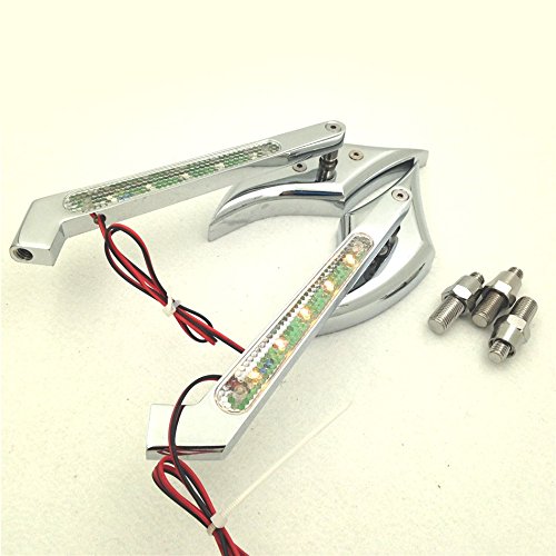 Chrome Diamond LED Turn Signal Integrated Mirrors for Harley-Davidson Softail Fat Boy Road King Dyna Wide Glide Springer Sportster XL - Enhanced Visibility & Style for Night Riding & Custom Bike Builds