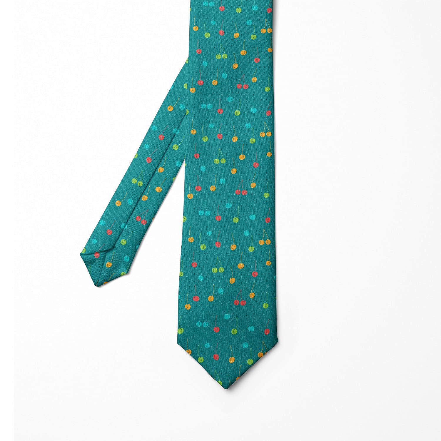 Ambesonne Men's Necktie - Colorful Cherries Art Silk Tie, 3.7
