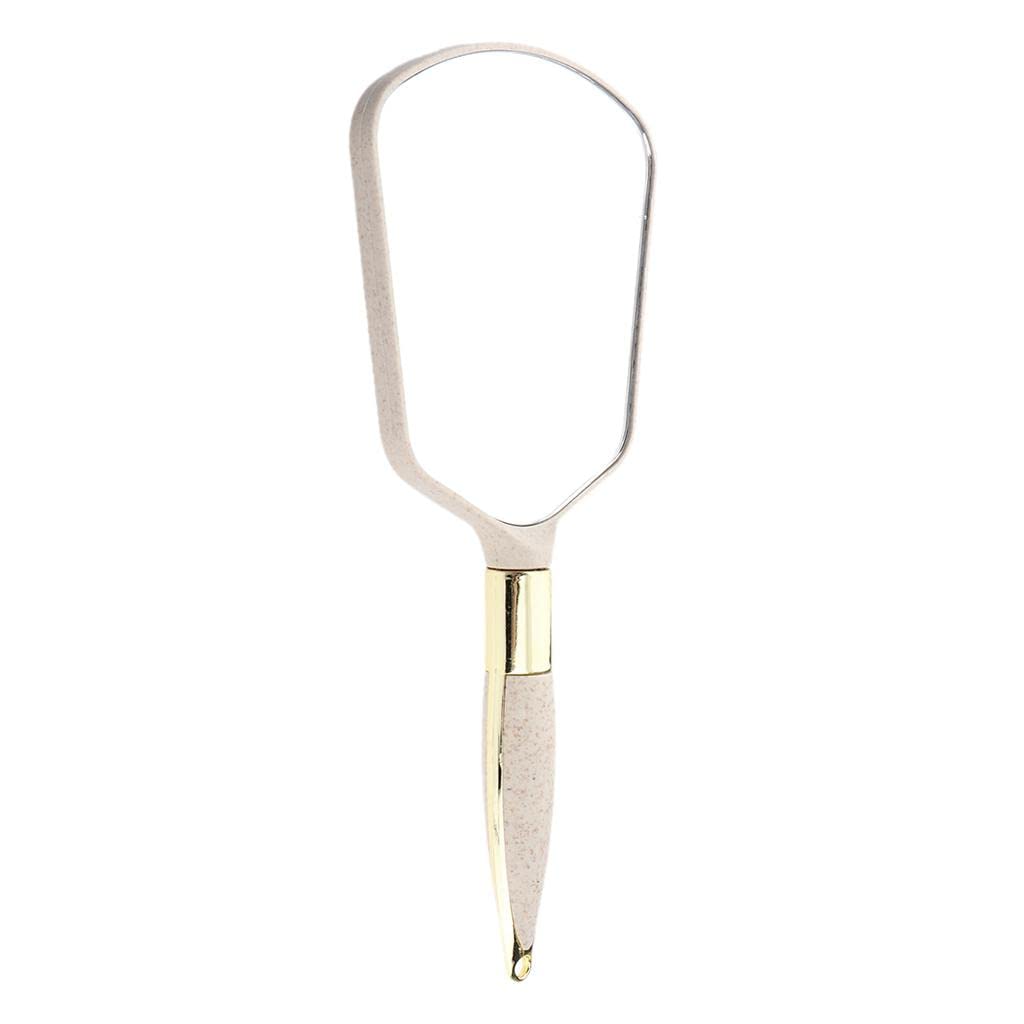 LOSA Handheld Makeup Mirror - Portable Vanity Mirror with Beige PVC Frame for Home, Travel & Salon Use | Perfect for Makeup Application, Grooming & On-the-Go Touch Ups