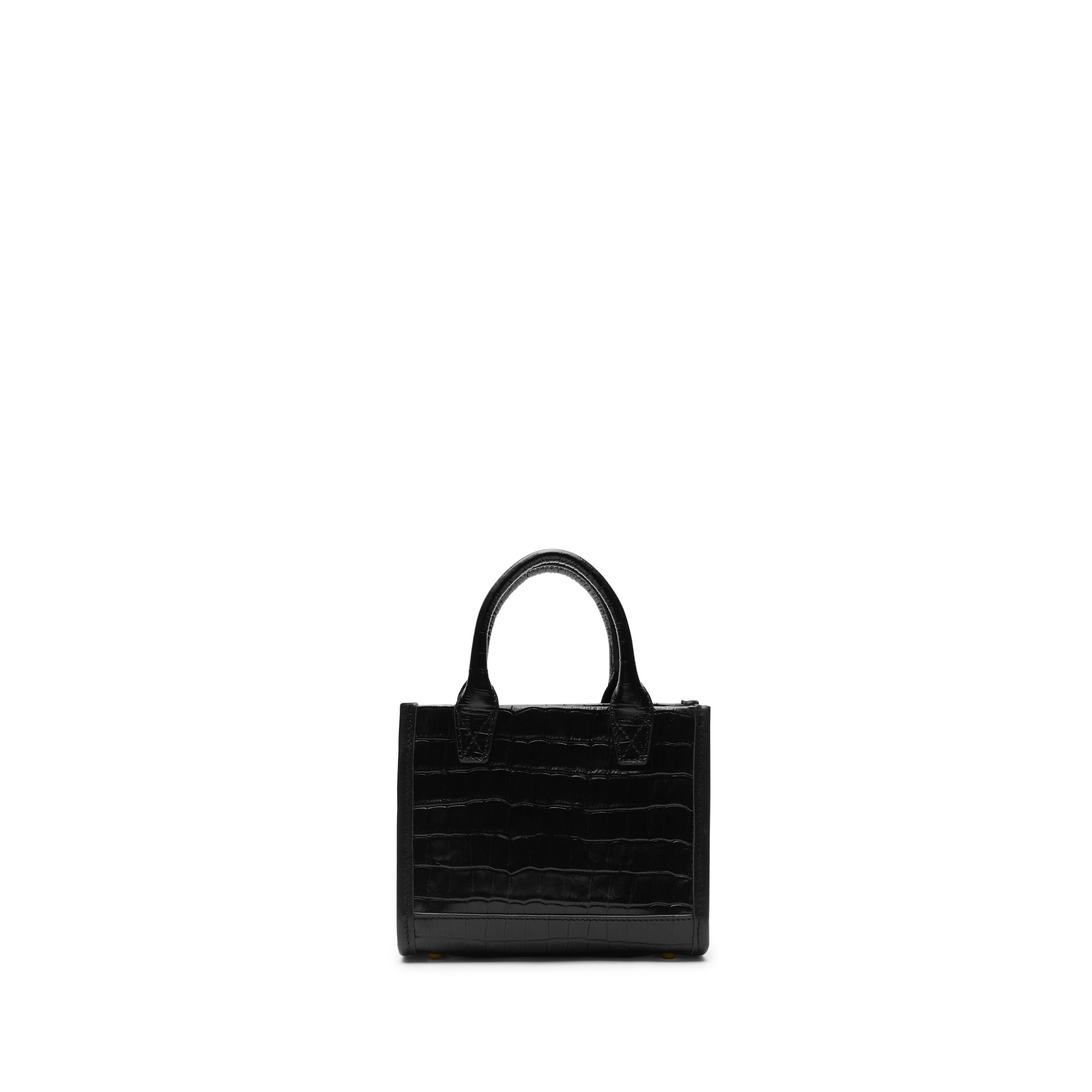Kress Micro Crossbody Bag - Black Crocodile Embossed Leather - Stylish & Compact Purse for Women - Perfect for Date Night, Travel & Everyday Use