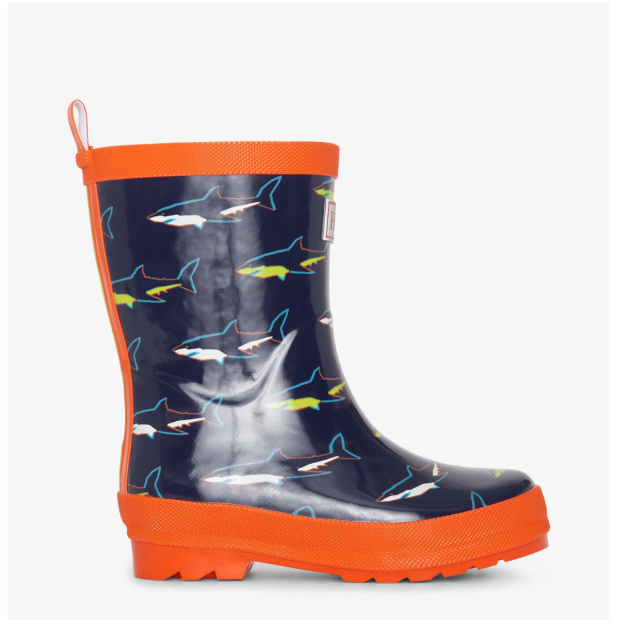 Hatley Shark Shiny Rain Boots for Kids - Waterproof Rubber Boots with Fun Shark Design - Perfect for Outdoor Play, Puddle Jumping & Rainy Day Adventures