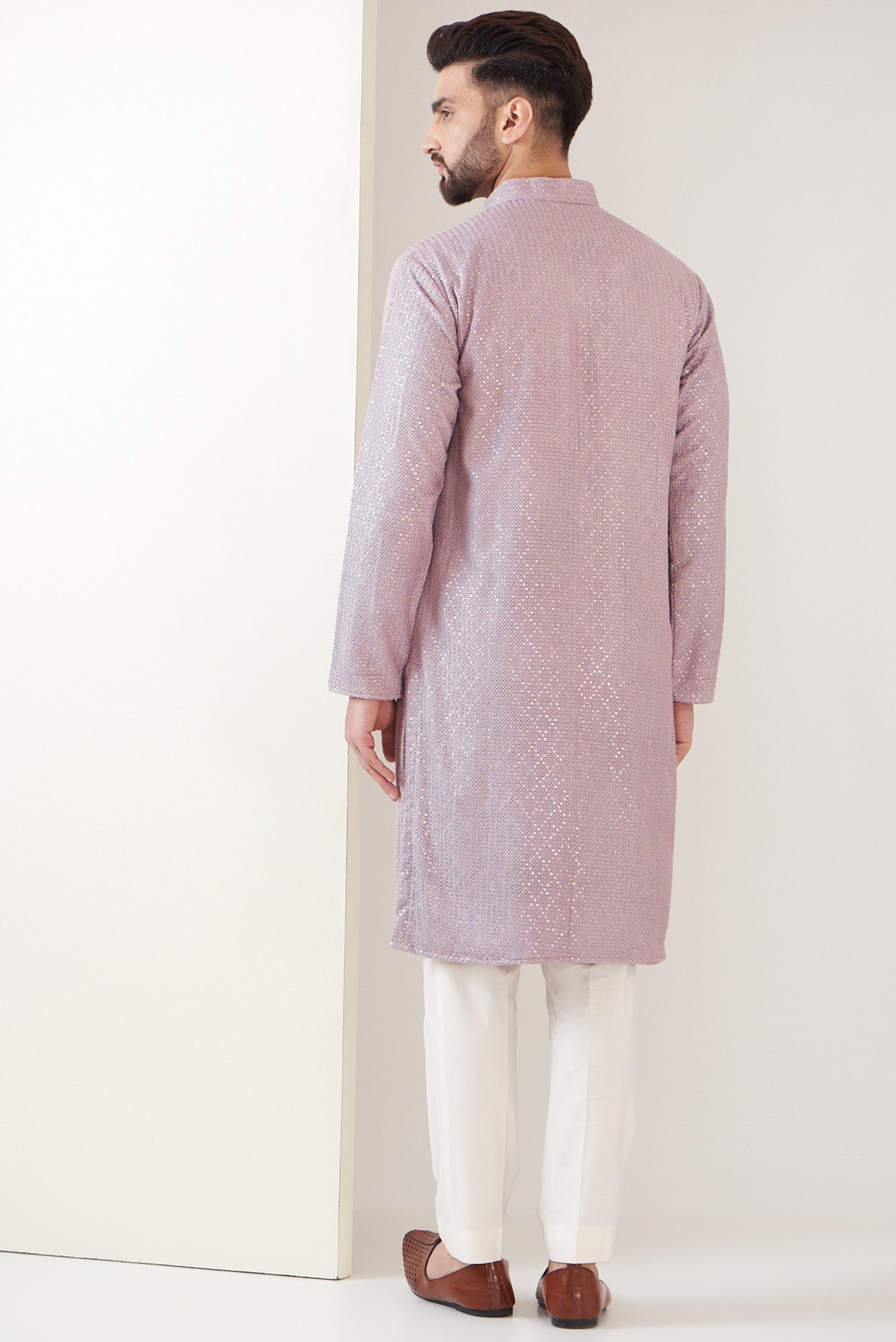 Lilac Embroidered Kurta for Women - Elegant Indian Traditional Dress for Festivals, Weddings & Special Occasions