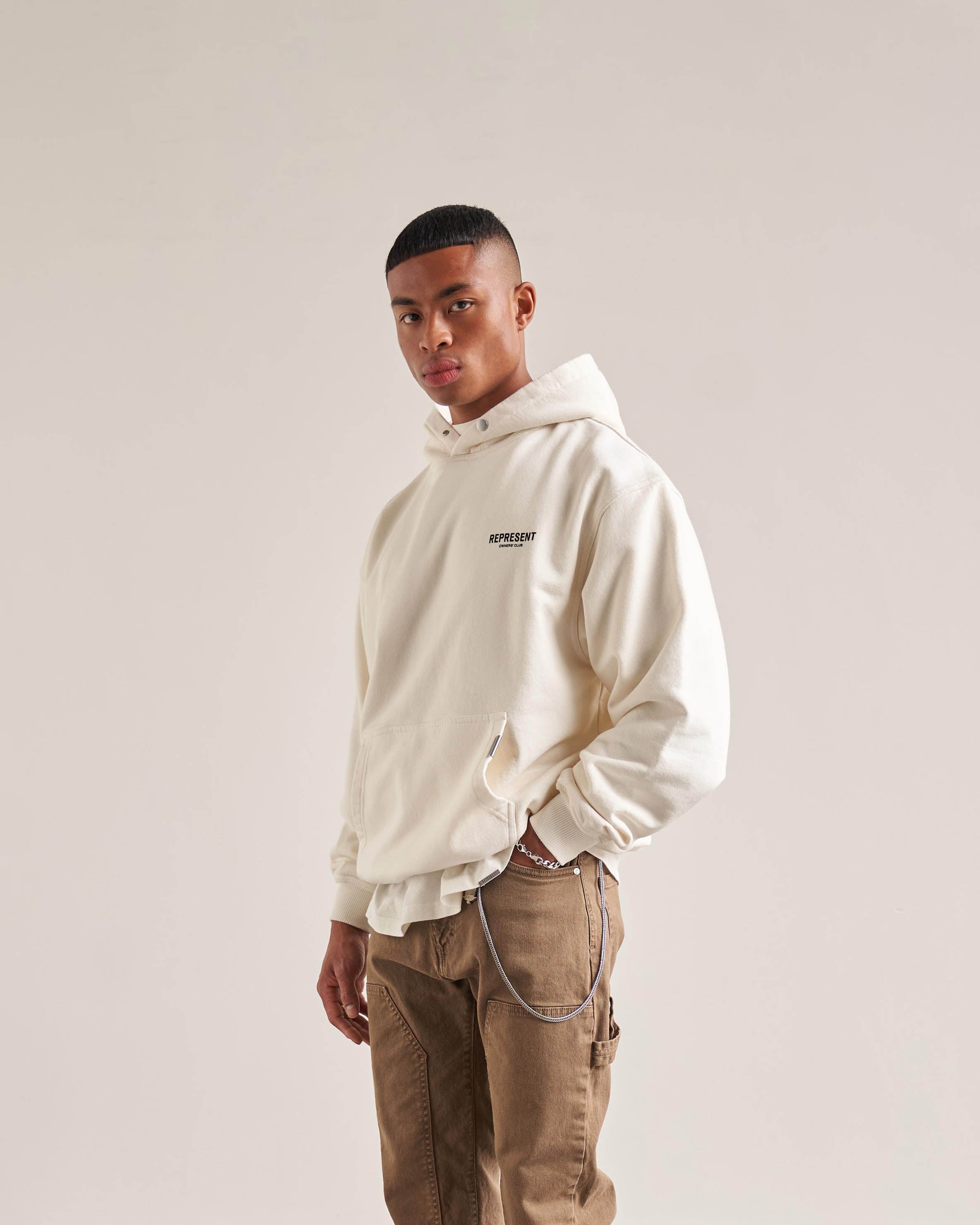 Represent Owners Club Hoodie - Flat White | Premium Streetwear for Men & Women | Perfect for Casual Wear, Gym, and Urban Fashion