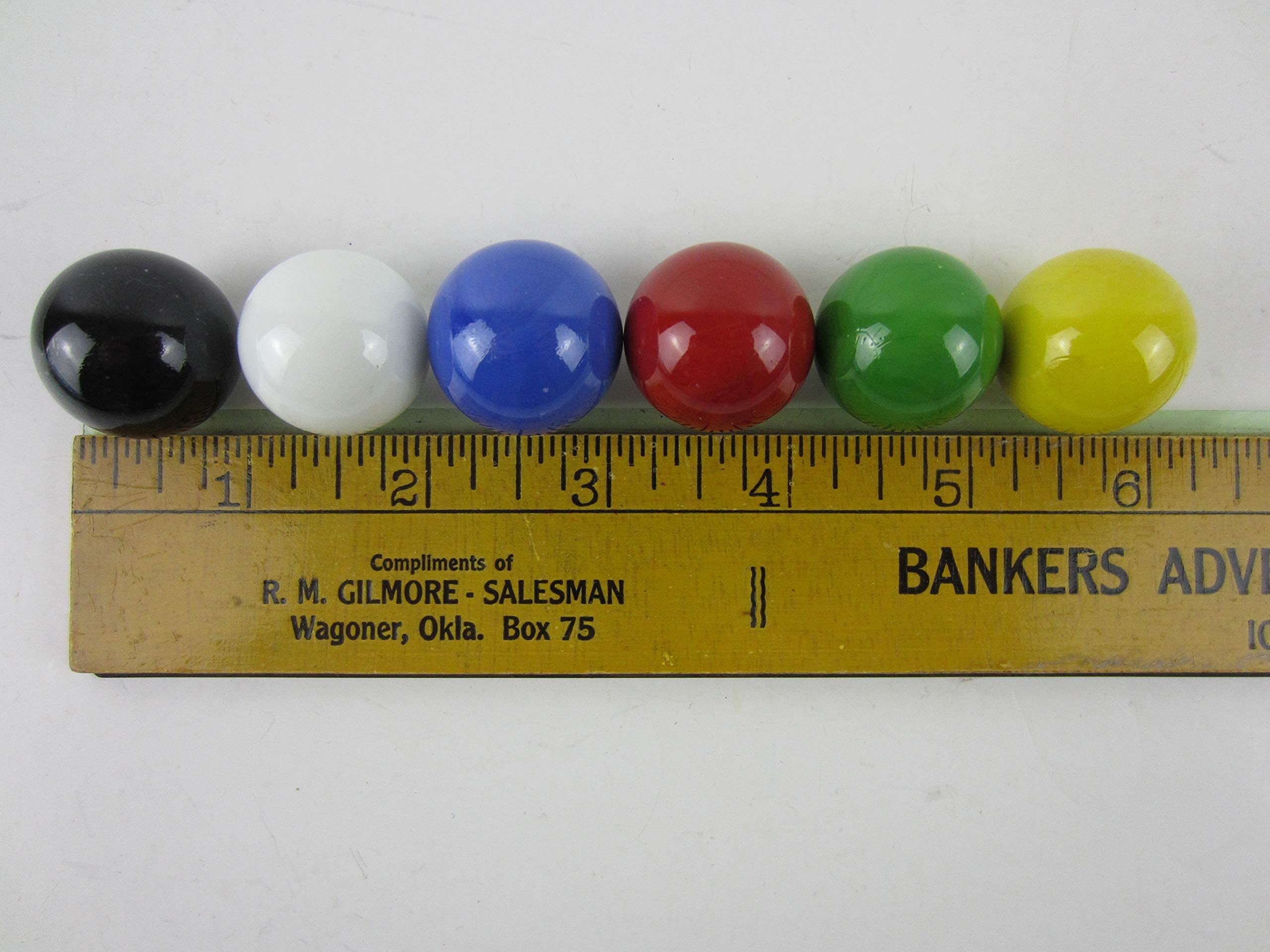 60 Large 1-Inch (25mm) Replacement Glass Marbles for Chinese Checkers, Aggravation, Wahoo & Board Games - 10 Each in Red, Blue, Yellow, White, Green, Black - Perfect for Family Game Nights & Classic Marble Games