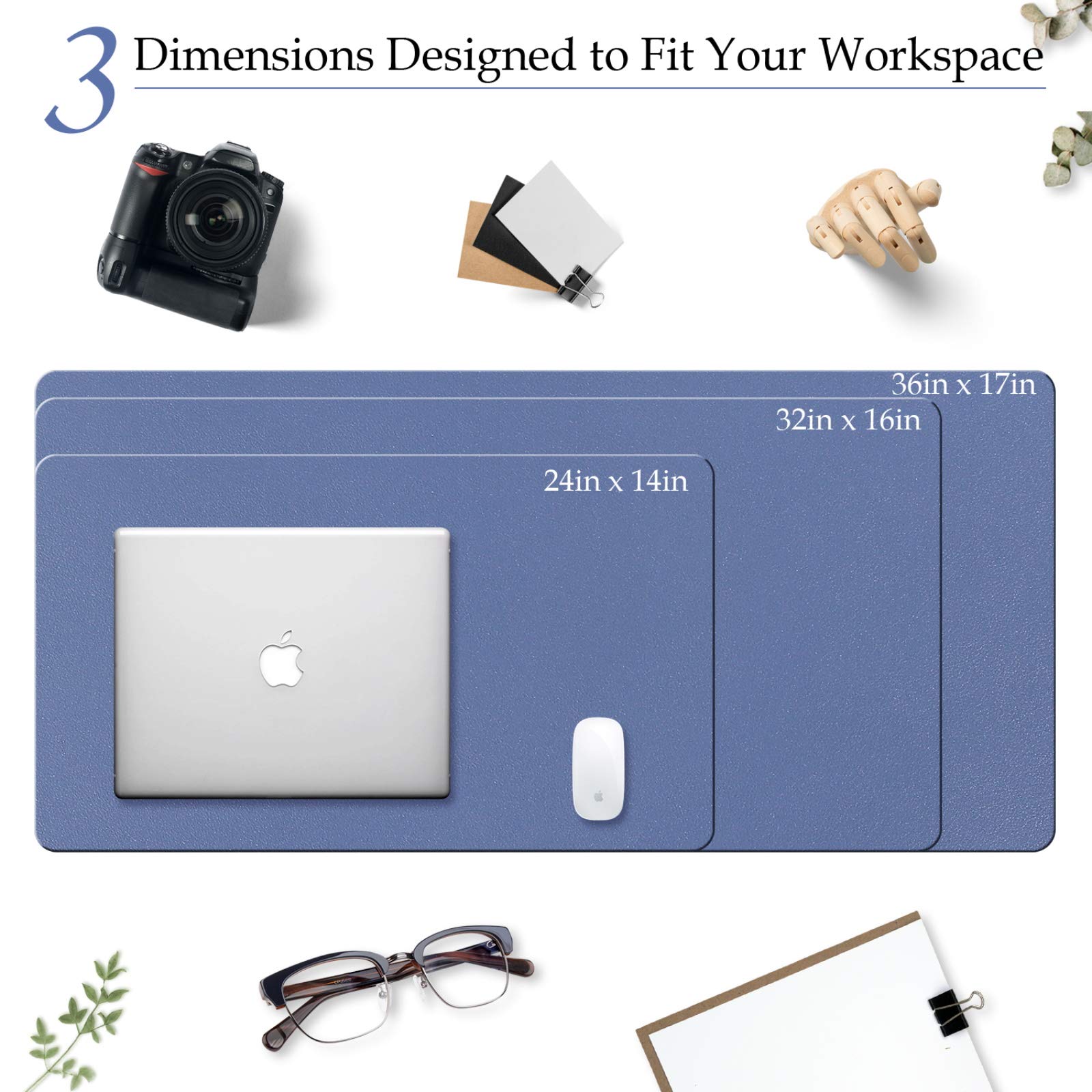 Premium PU Leather Desk Pad with Suede Base - 24