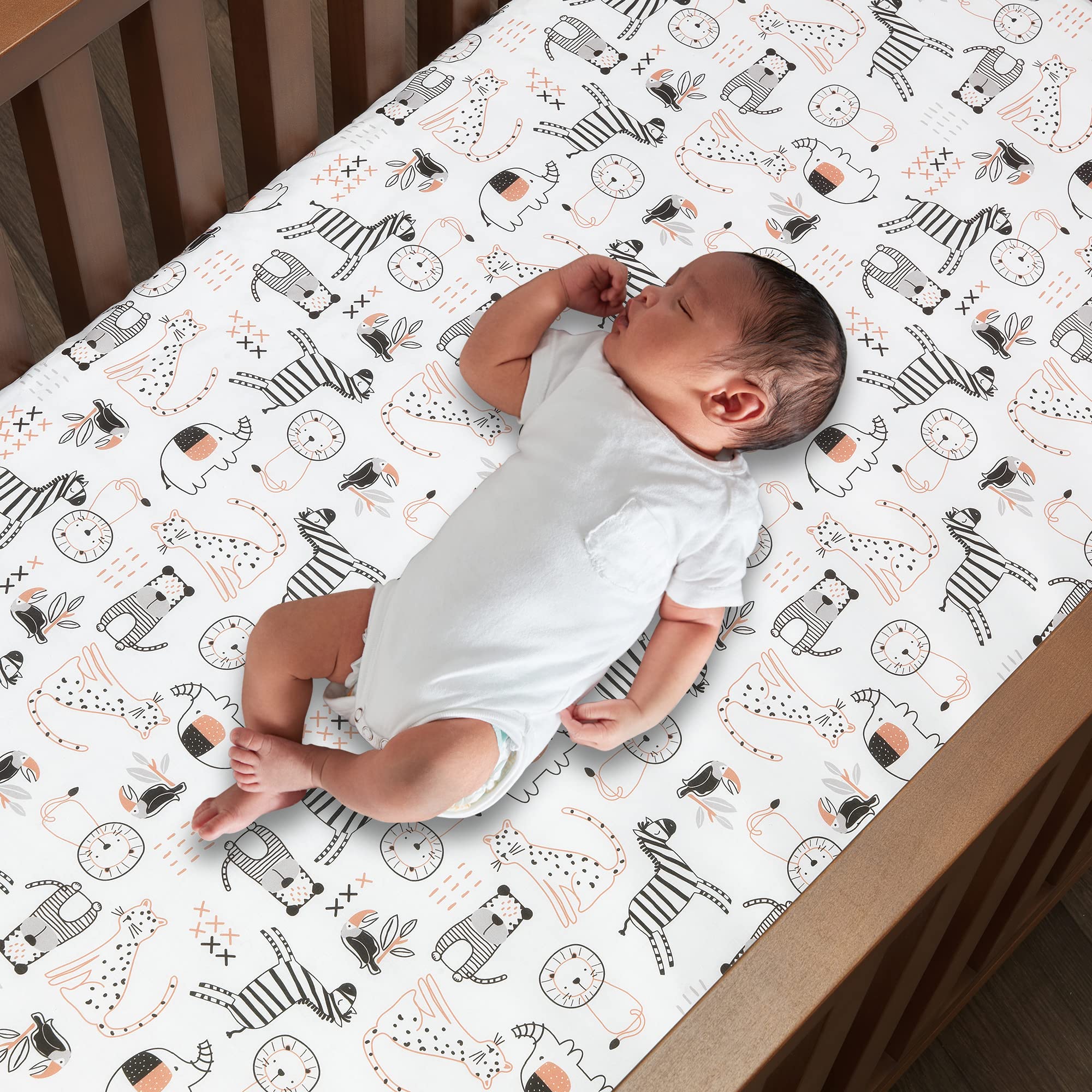 Lambs & Ivy Patchwork Jungle 4-Piece Crib Bedding Set | Soft Baby Nursery Bedding with Vibrant Animal Prints | Perfect for Jungle-Themed Nurseries & Baby Showers (Multicolor, 718004V)