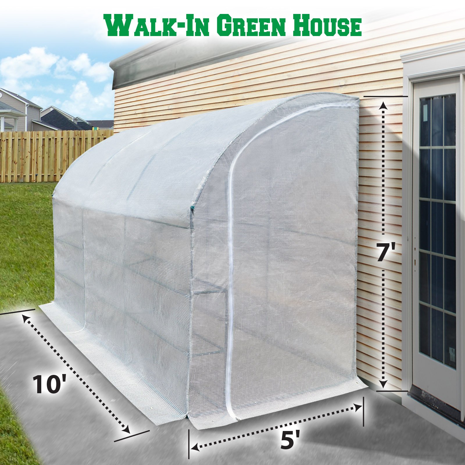 10'x5'x7' Portable Walk-in Greenhouse for Outdoor Gardening - UV Protected & Durable Camel Design (White) | Perfect for Growing Plants, Vegetables & Flowers in Backyard or Patio