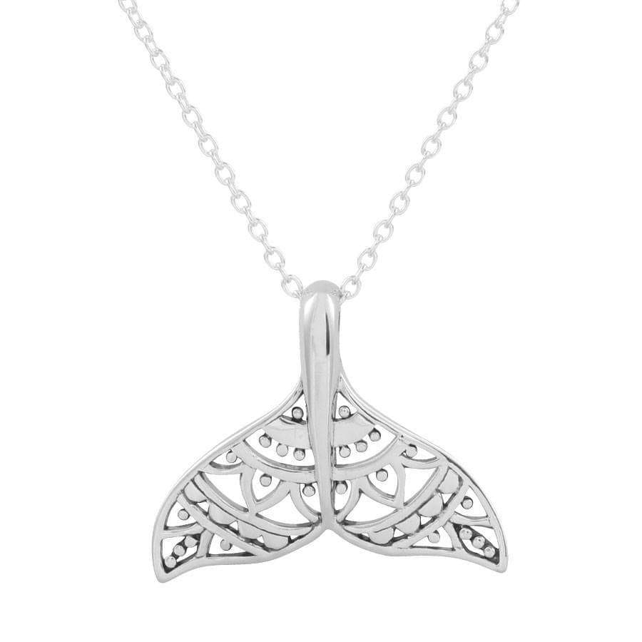 Mandala Dolphin Tail Necklace - Boho Ocean Jewelry for Women, Handmade Sterling Silver Pendant, Perfect for Beach Vacations & Spiritual Healing