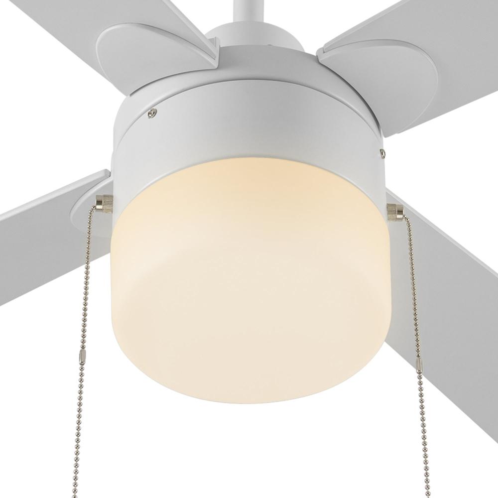 52 Inch Alrich Ceiling Fan with LED Light and Pull Chain - Quiet Dimmable Modern Bladeless Fan for Bedroom, Living Room & Office