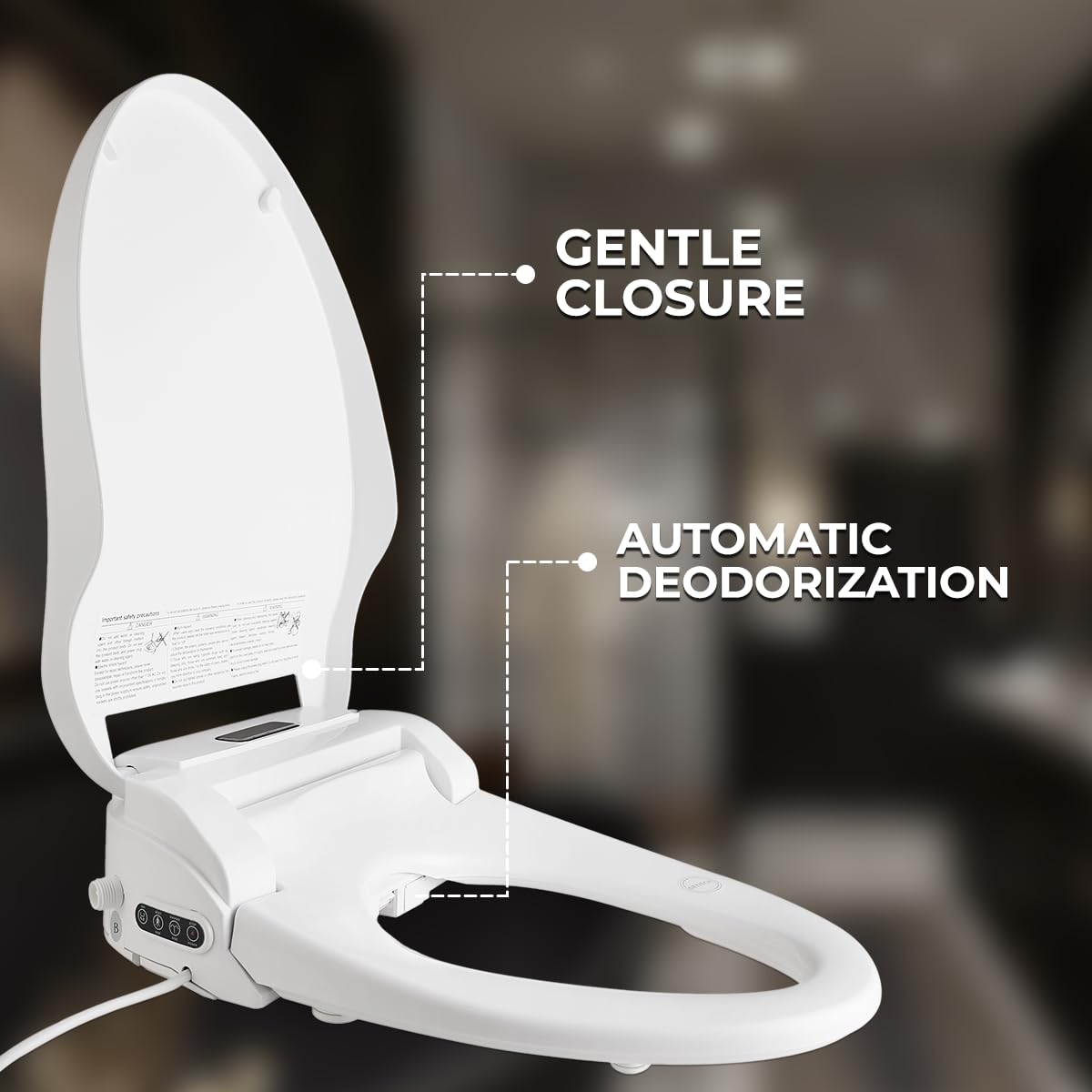 GenieBidet Electric Bidet Toilet Seat with Self-Cleaning Nozzle, Heated Elongated Design & Wireless Remote - Unlimited Warm Water - Perfect for Modern Bathrooms, Elderly Care & Luxury Home Upgrades