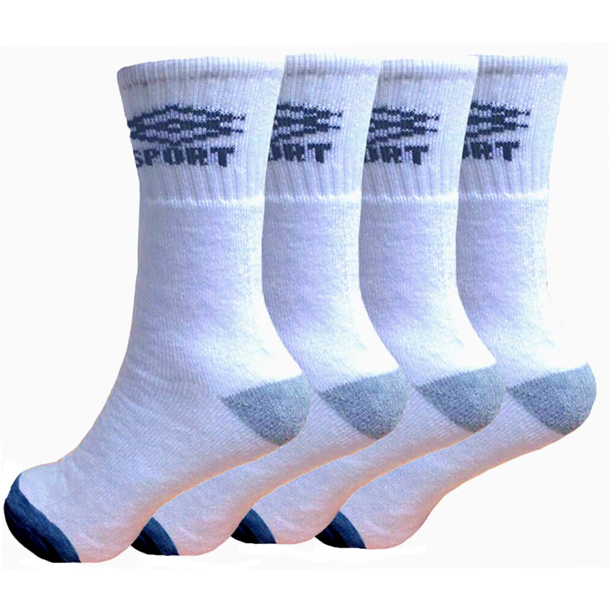 12 Pairs Men's Cotton Rich Sports Socks - Comfortable, Breathable, Non-Allergenic Athletic Socks for Running, Gym & Workout (Size 6-11, Sports White)